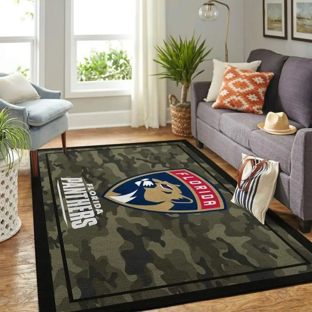 Florida Panthers Rug - Camo for Home and Office Black and Green