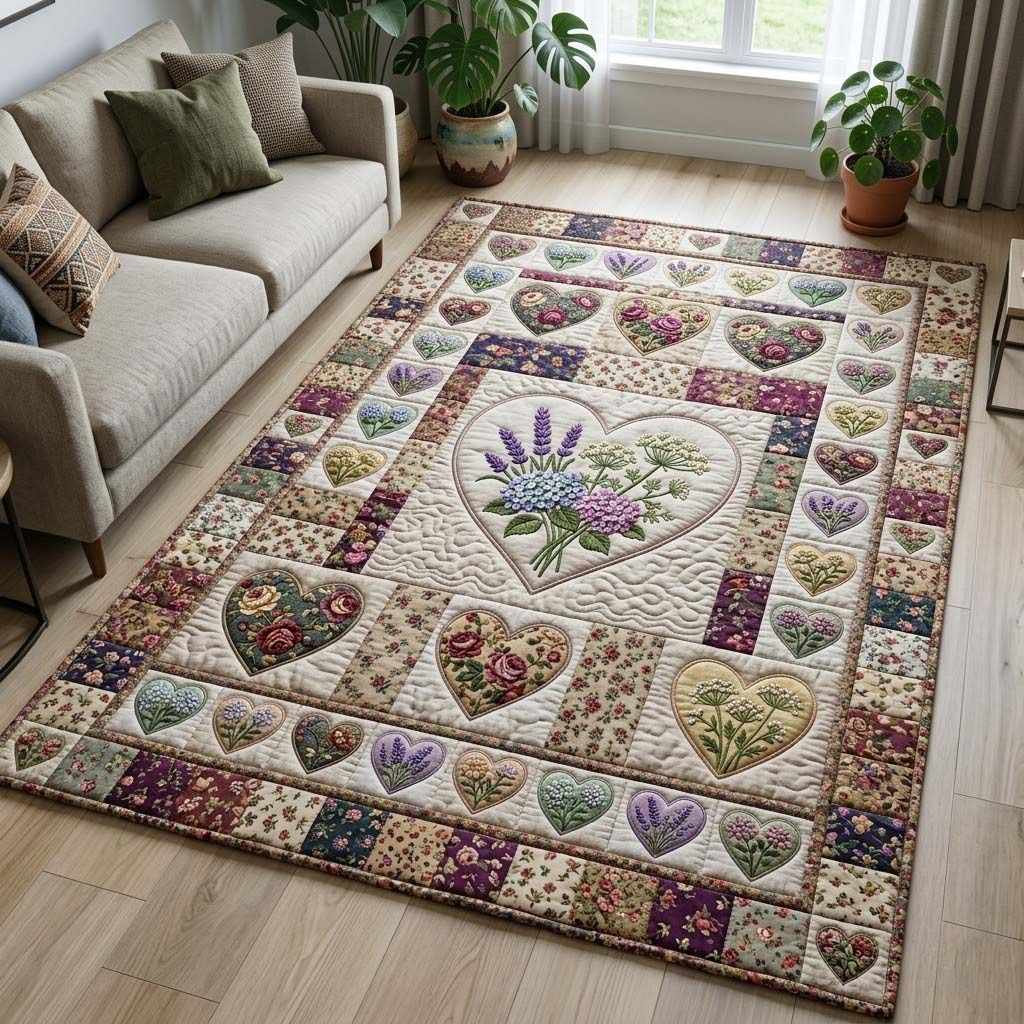 Flower Patchwork Area Rug - Non-Slip Washable 3D Print Rug for Living Room & Bedroom (DesignTVC2108202