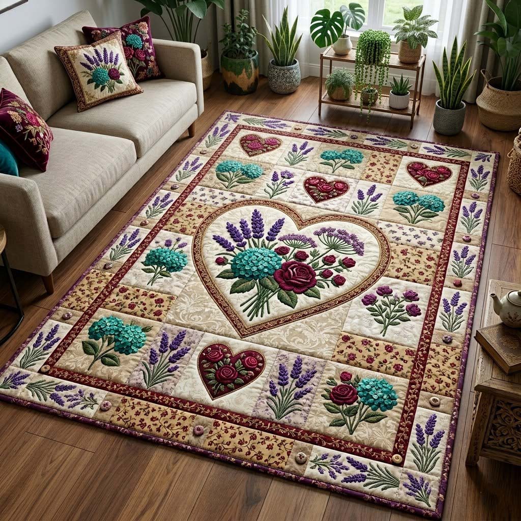 Flower Patchwork Area Rug - Non-Slip Washable 3D Print Rug for Living Room & BedroomTVC2108161