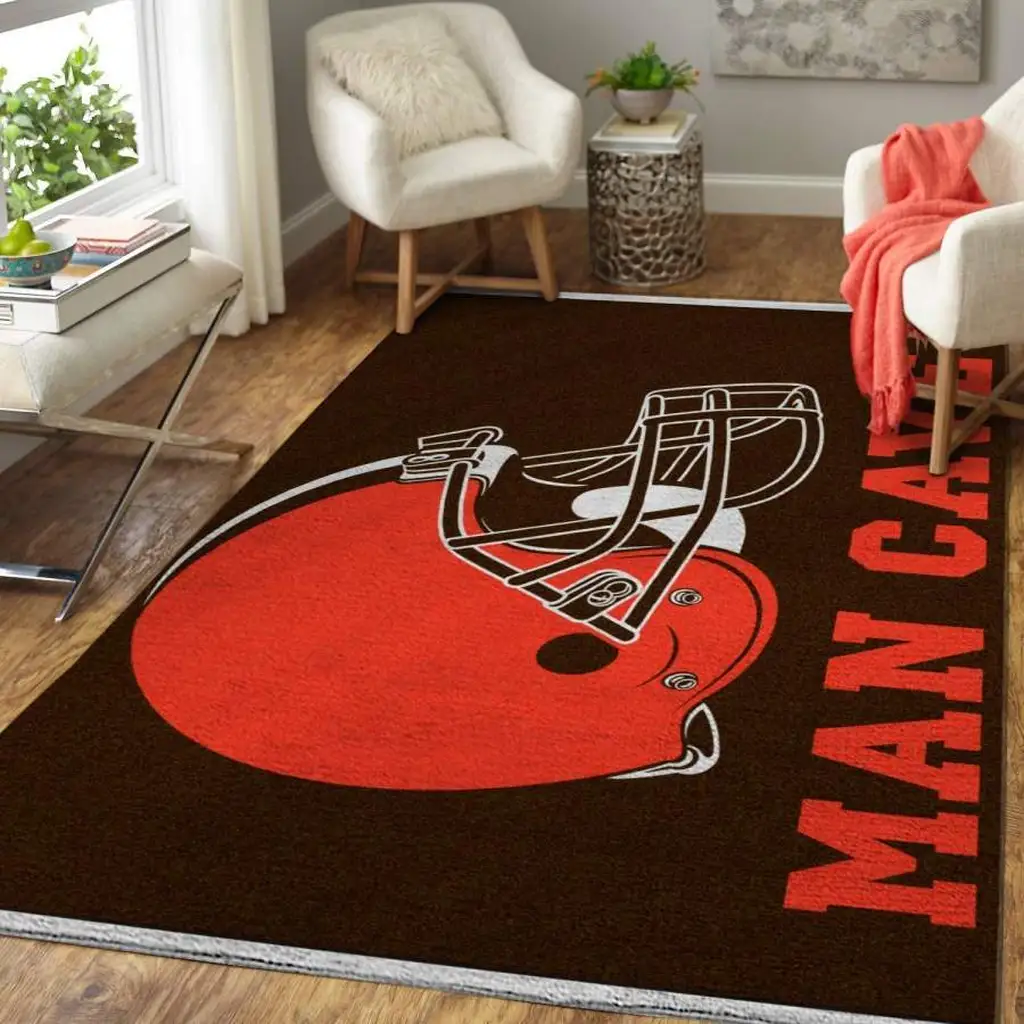 Football Helmet Rug Man Cave Sports Room Decoration Green and Red