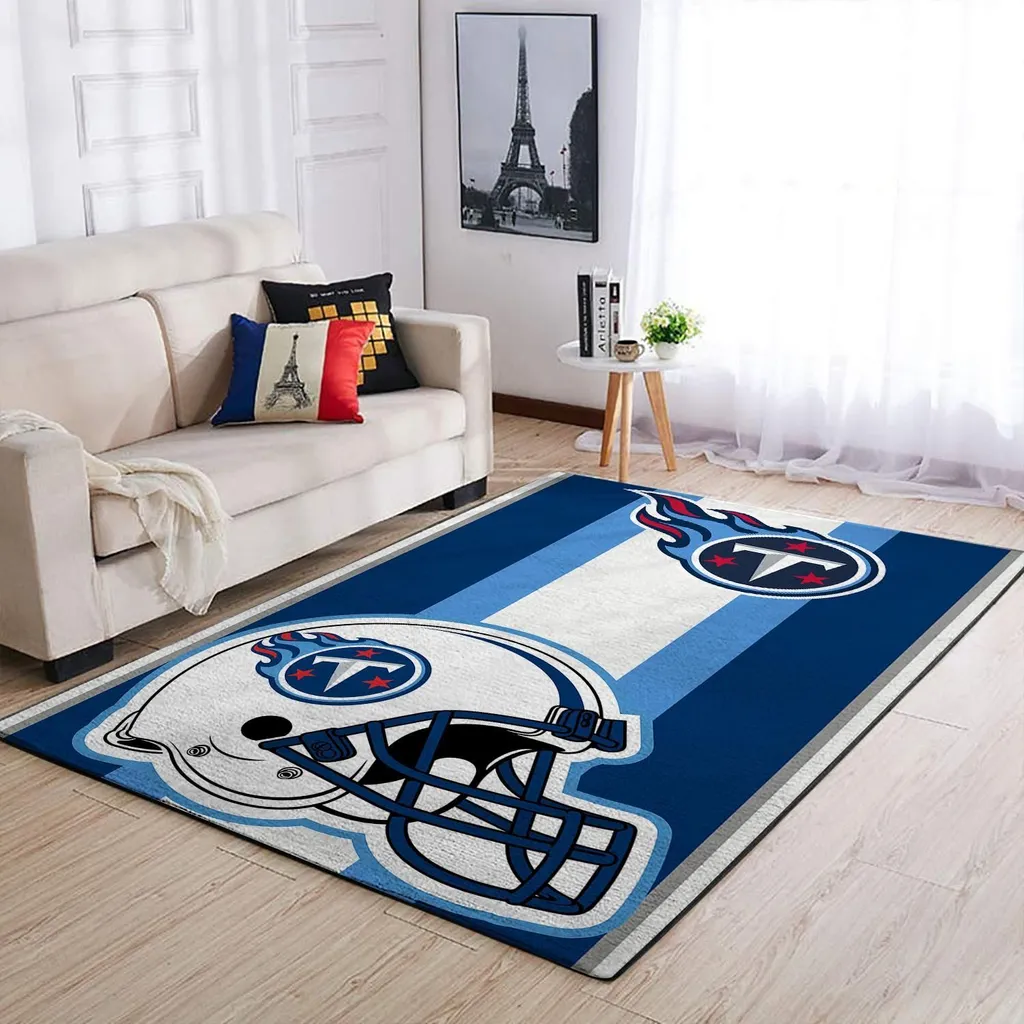 Football Helmet Rug Perfect for Sports Fans Room Blue and White