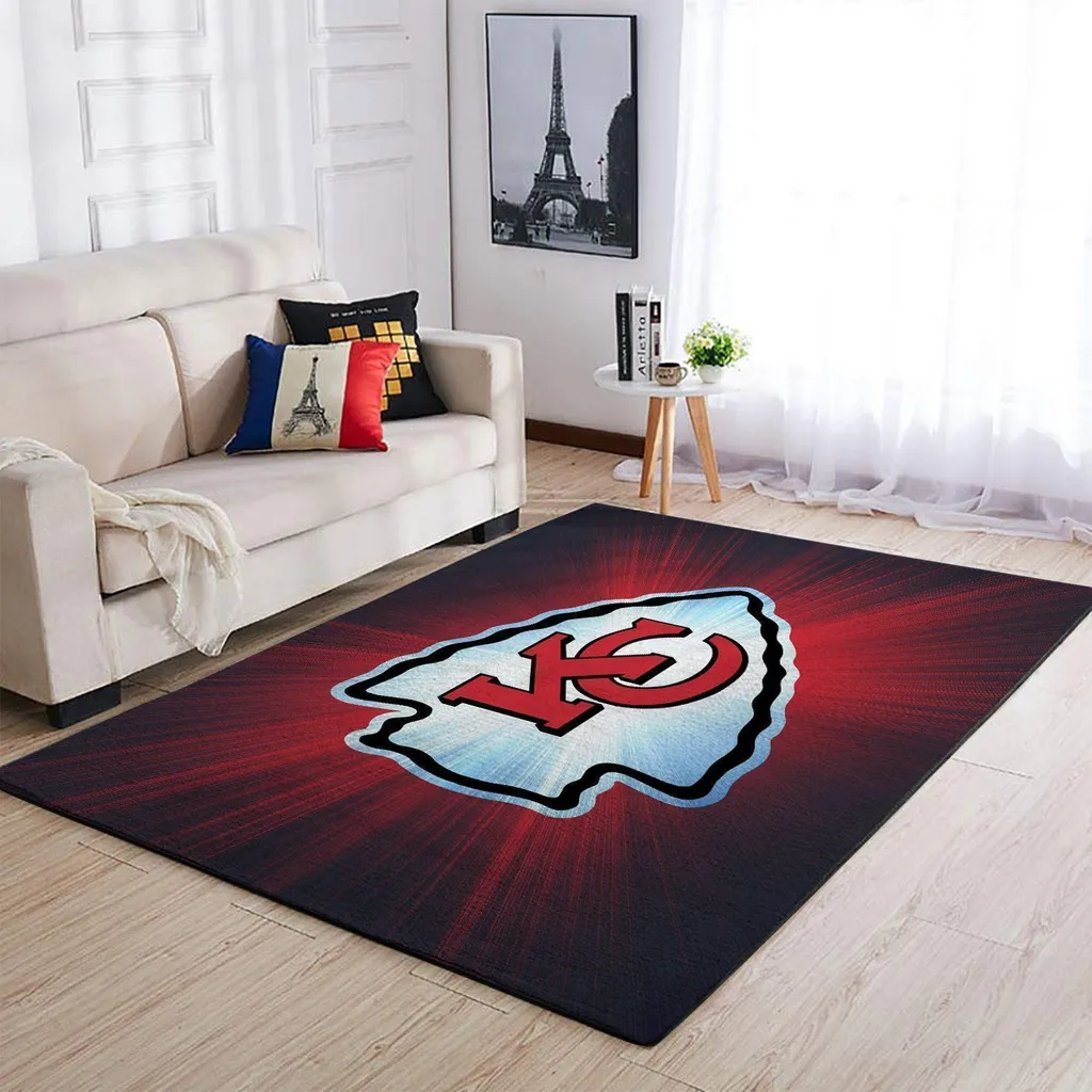 Football Logo Rug for Living Room Home Carpet Decor Black and Red