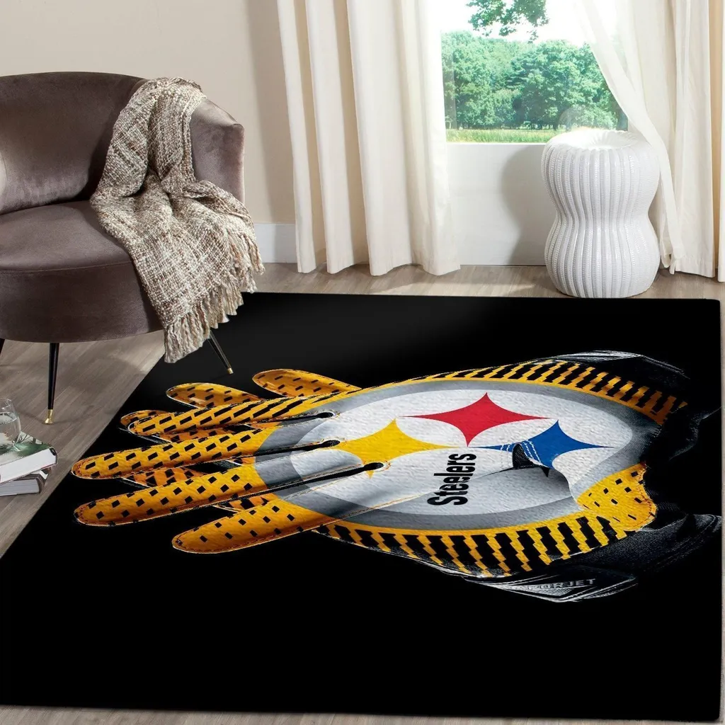 Football Team Logo Rug for Stylish Home Decor Black and Yellow
