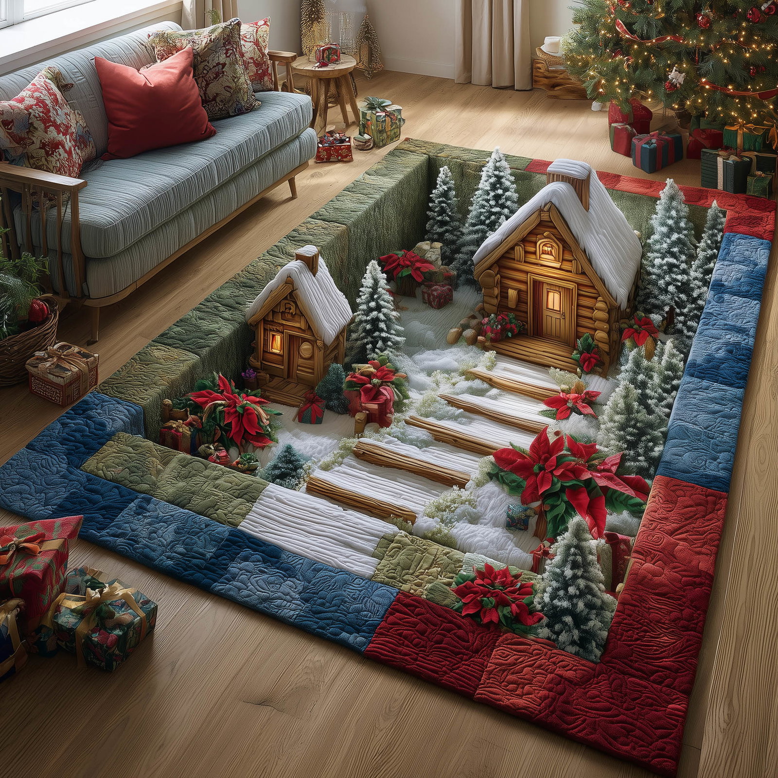 Forest Cabin Area Rug - Non-Slip Washable 3D Print Rug for Living Room & Bedroom (DesignTVC2108202