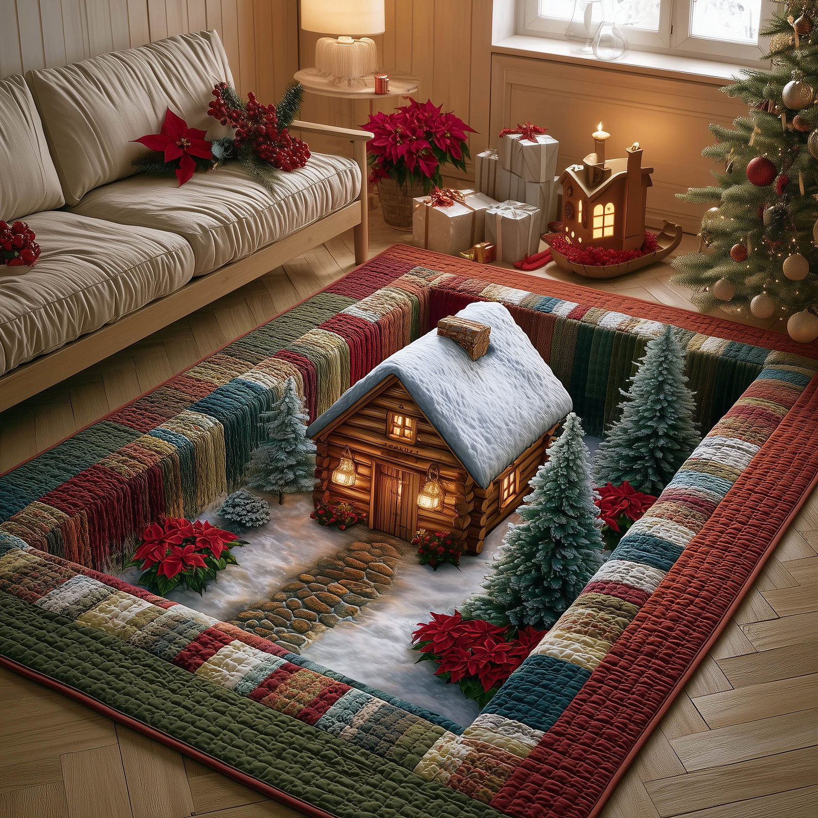 Forest Cabin Area Rug - Non-Slip Washable 3D Print Rug for Living Room & BedroomTVC2108161