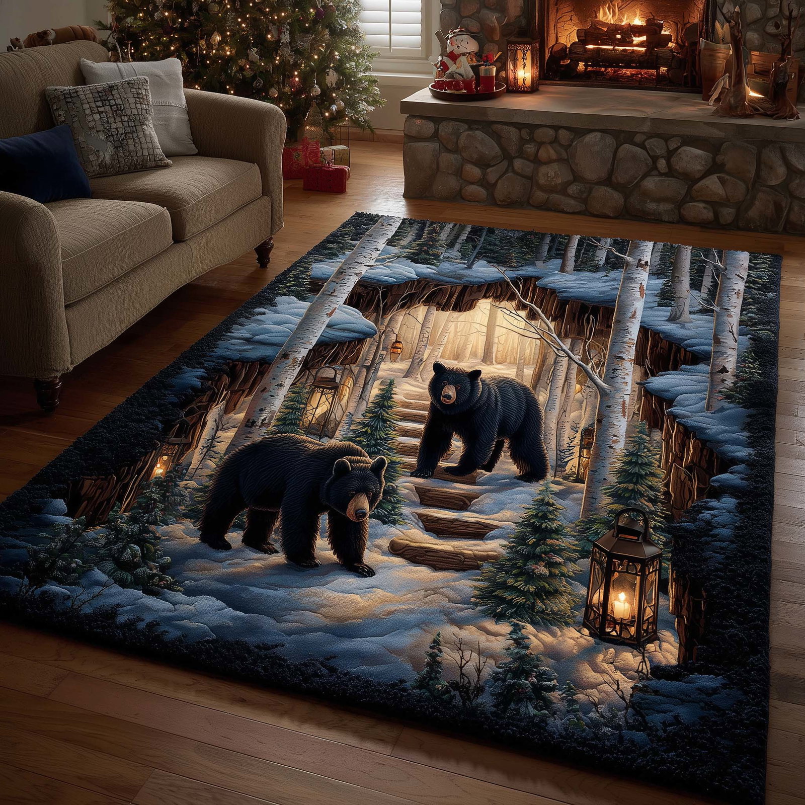 Forest Guardian Area Rug - Non-Slip Washable 3D Print Rug for Living Room & Bedroom (DesignTVC2108202