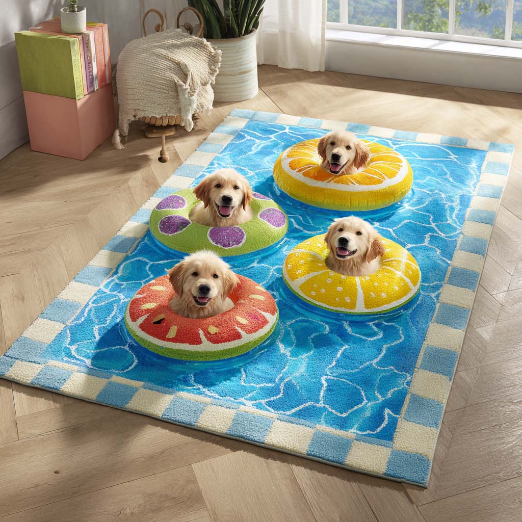 Fresh Golden Retriever Area Rug - Non-Slip Washable 3D Print Rug for Living Room & BedroomTVC210870
