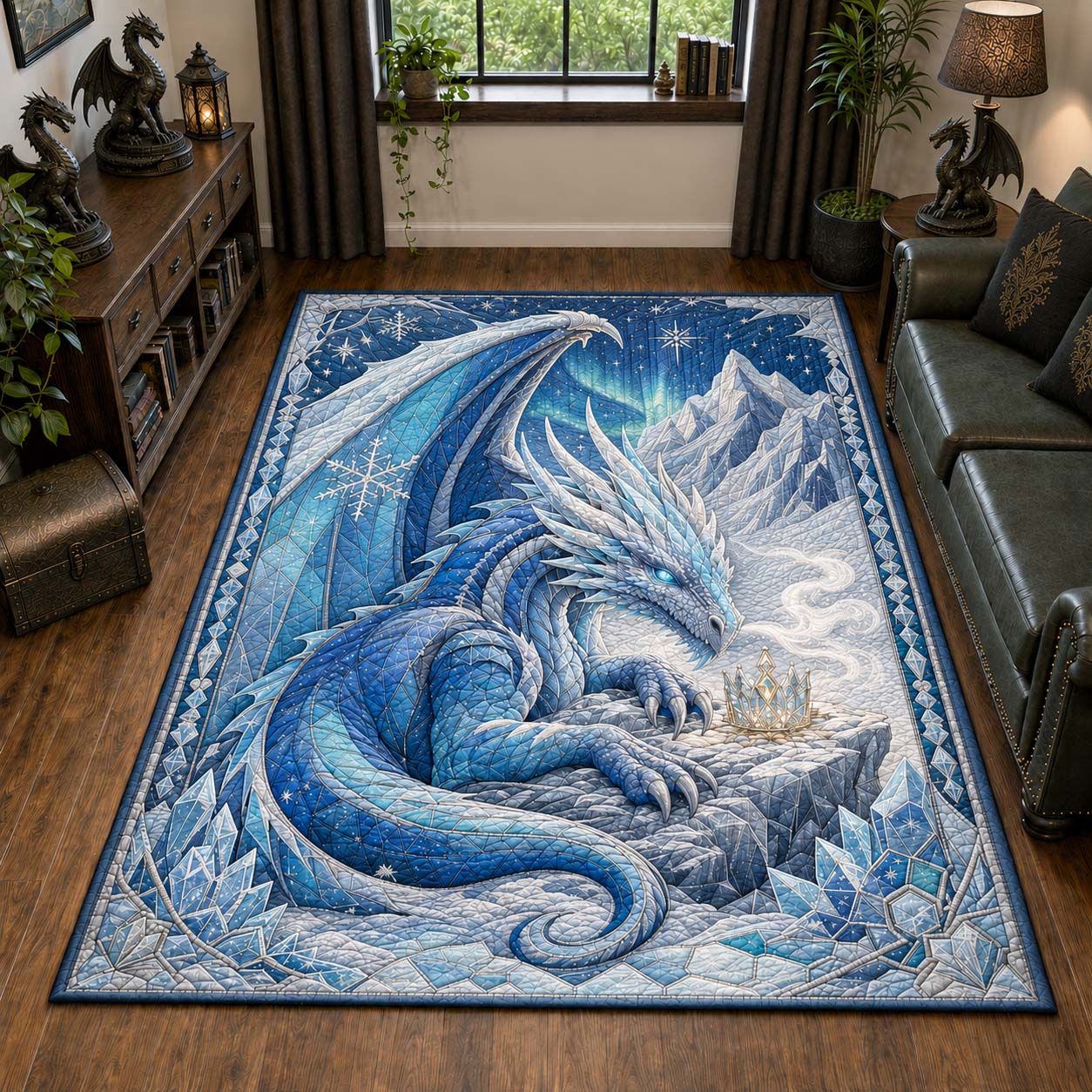 Frost Ice Dragon Area Rug - Non-Slip Washable 3D Print Rug for Living Room & BedroomTVC210869