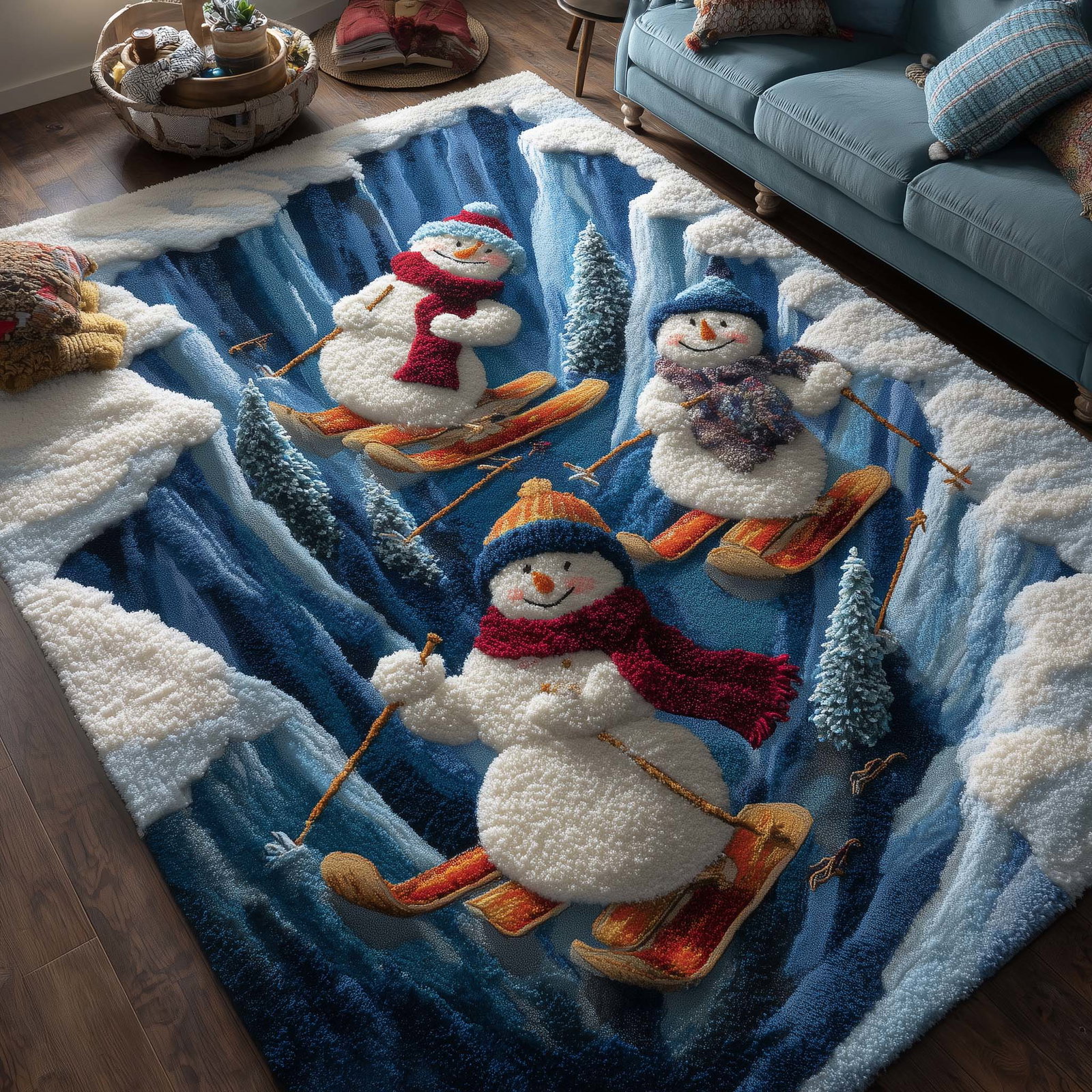 Frostbound Friends Area Rug - Non-Slip Washable 3D Print Rug for Living Room & Bedroom (DesignTVC2108201