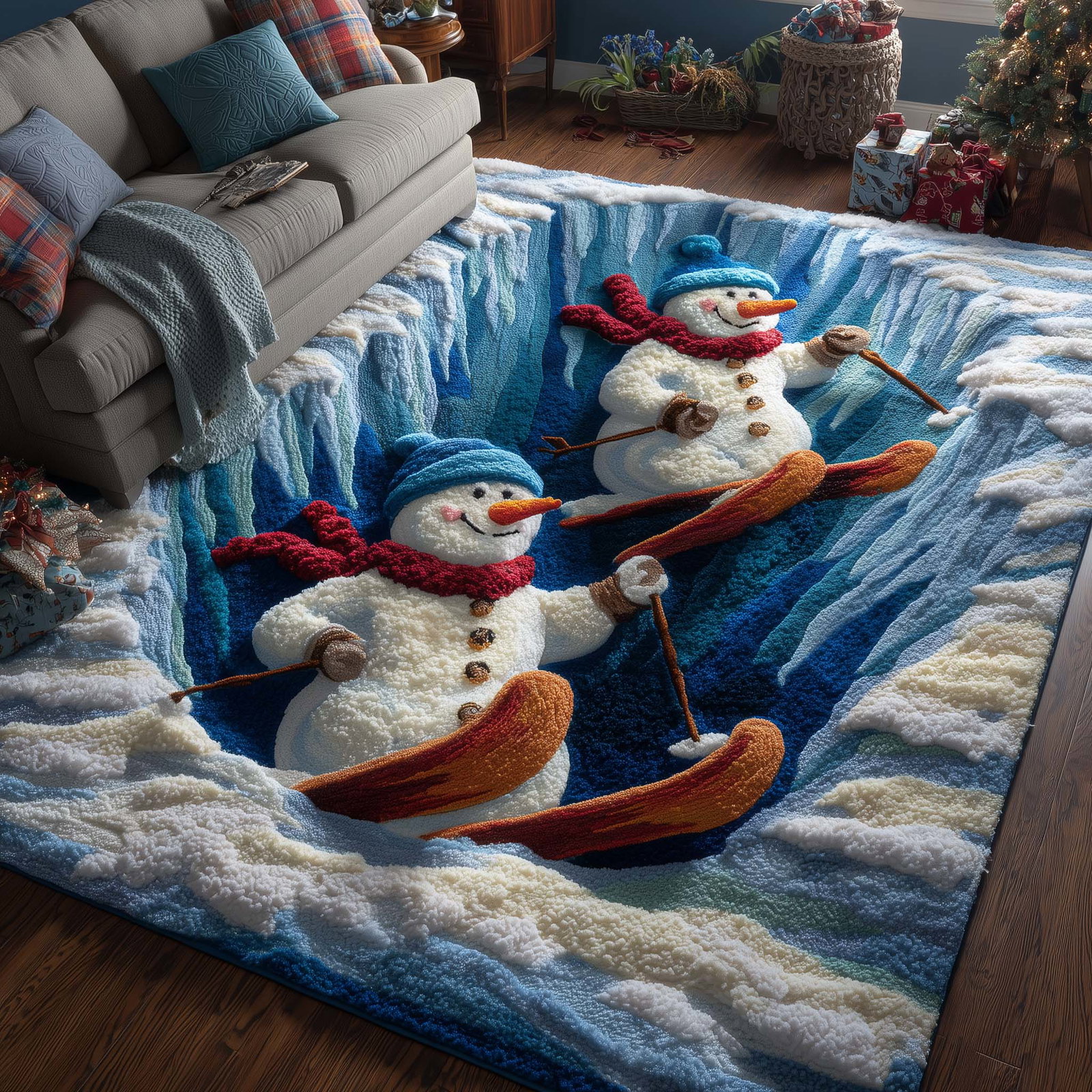 Frostbound Friends Area Rug - Non-Slip Washable 3D Print Rug for Living Room & BedroomTVC2108160