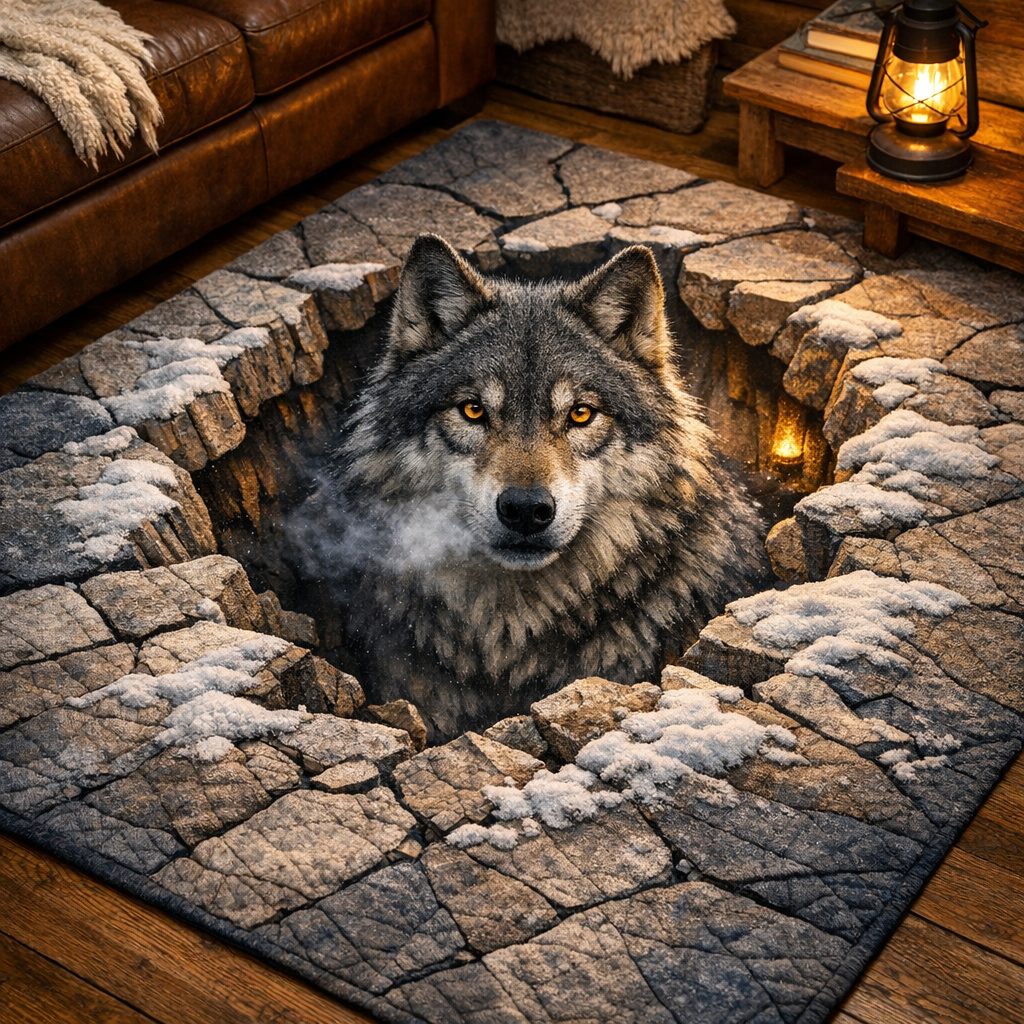 Frostbreath Wolf Area Rug - Non-Slip Washable 3D Print Rug for Living Room & BedroomTVC2108101