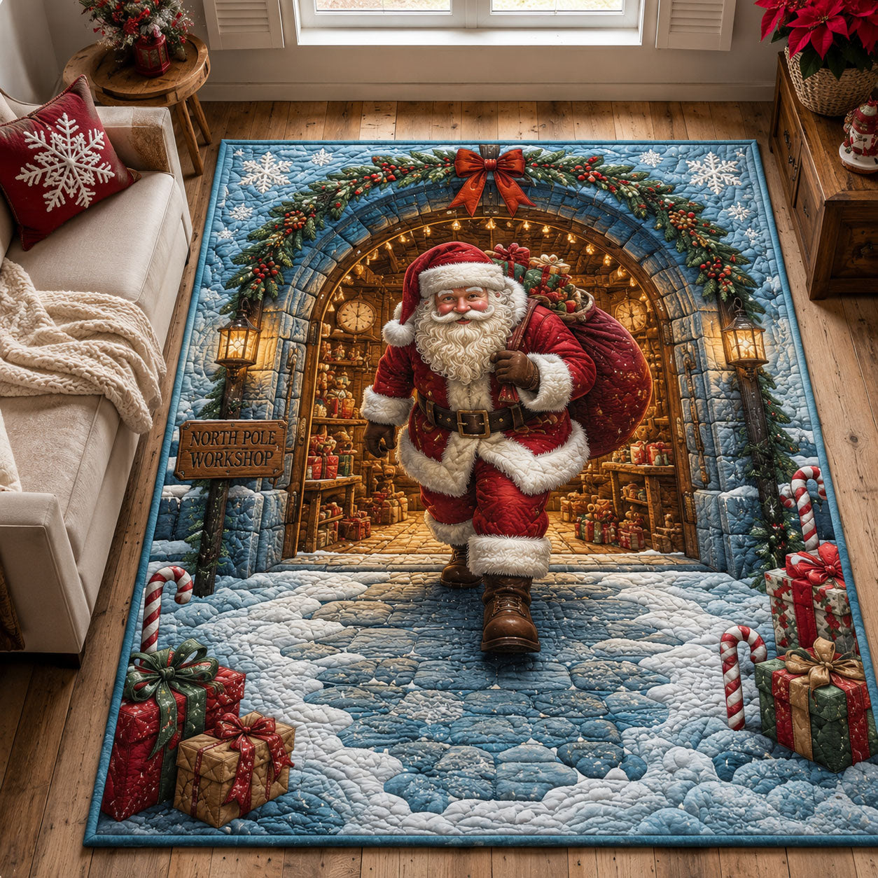 Frosty Workshop Doorway Area Rug - Non-Slip Washable 3D Print Rug for Living Room & BedroomTVC210867