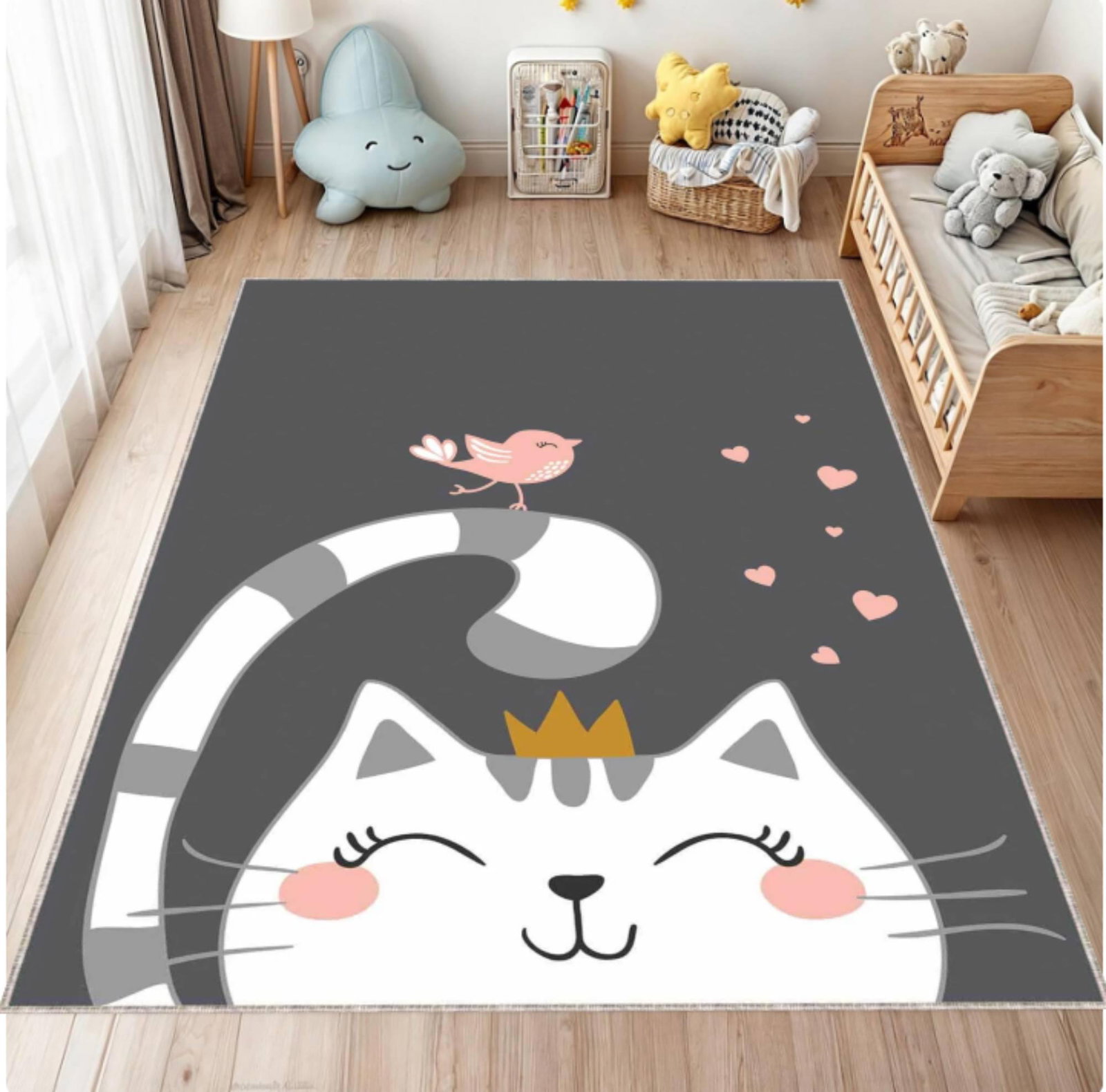 Fun Cat Blanket Kids Room Cartoon Cat RugTVC1708358