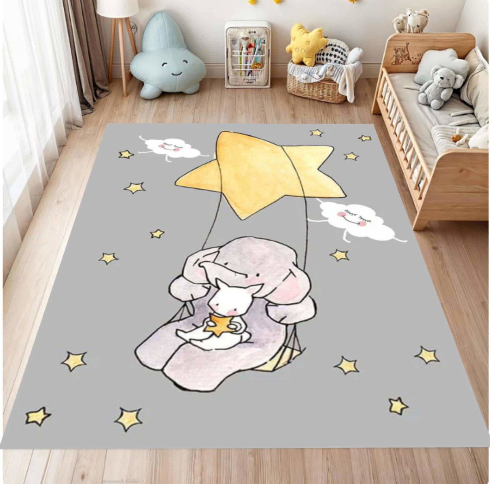 Fun Rug Elephant Kids Room Washable Non-slip Kids RugTVC1708361