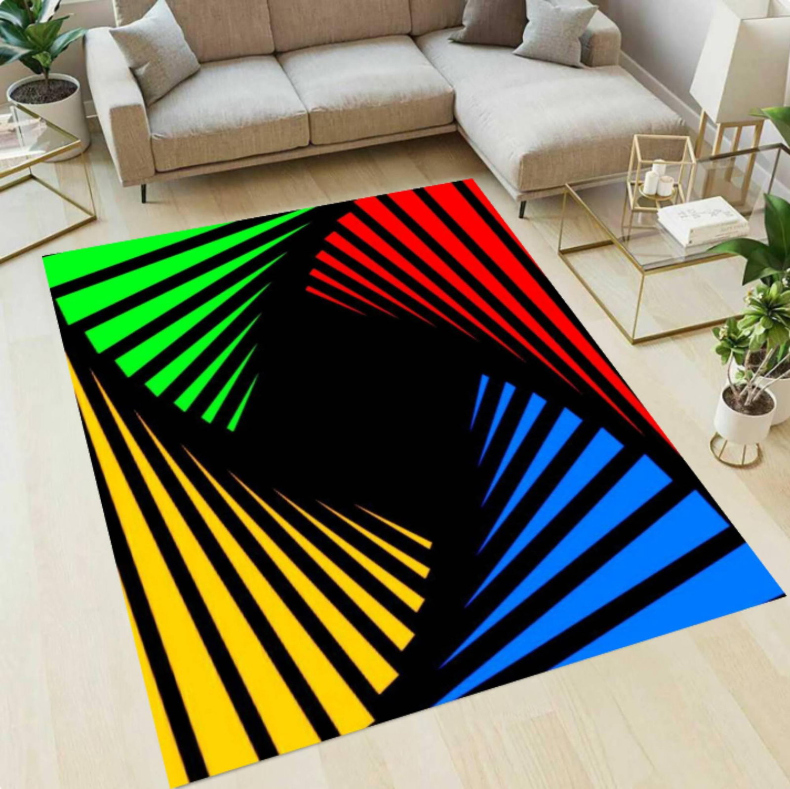 Geometric Area Rug, Modern Color Burst DesignTVC1708393