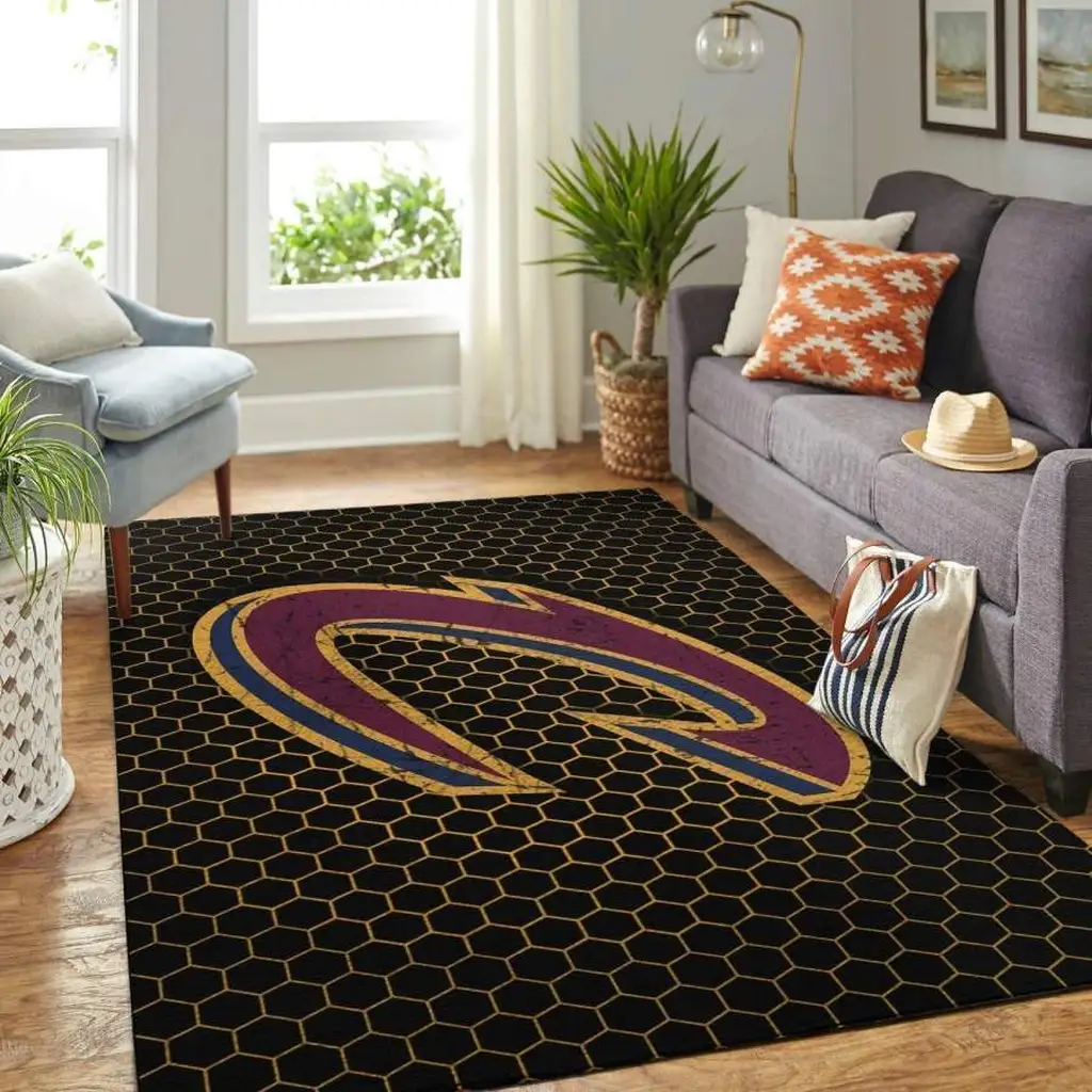 Geometric Area Rug Modern Design for Living Room Black and Purple