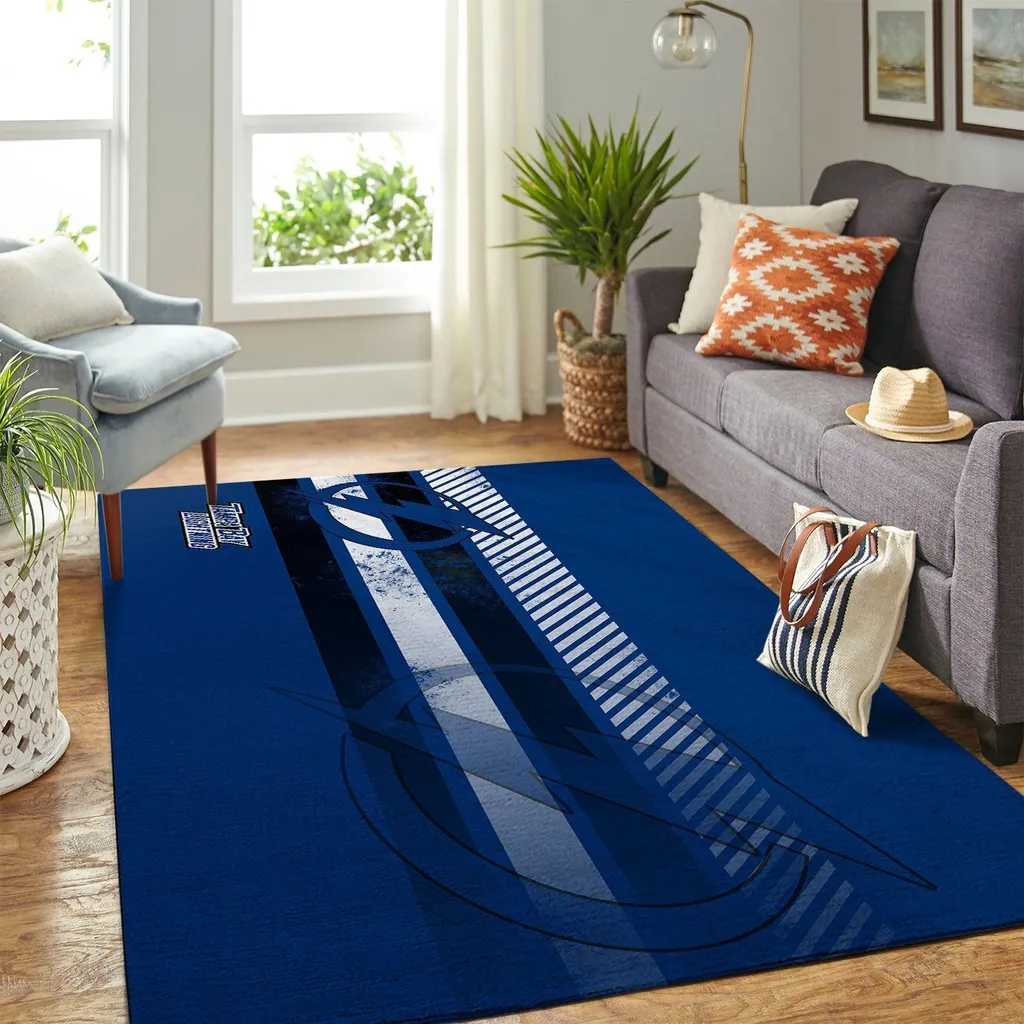 Geometric Area Rug Modern Stylish Carpet Design Blue and White
