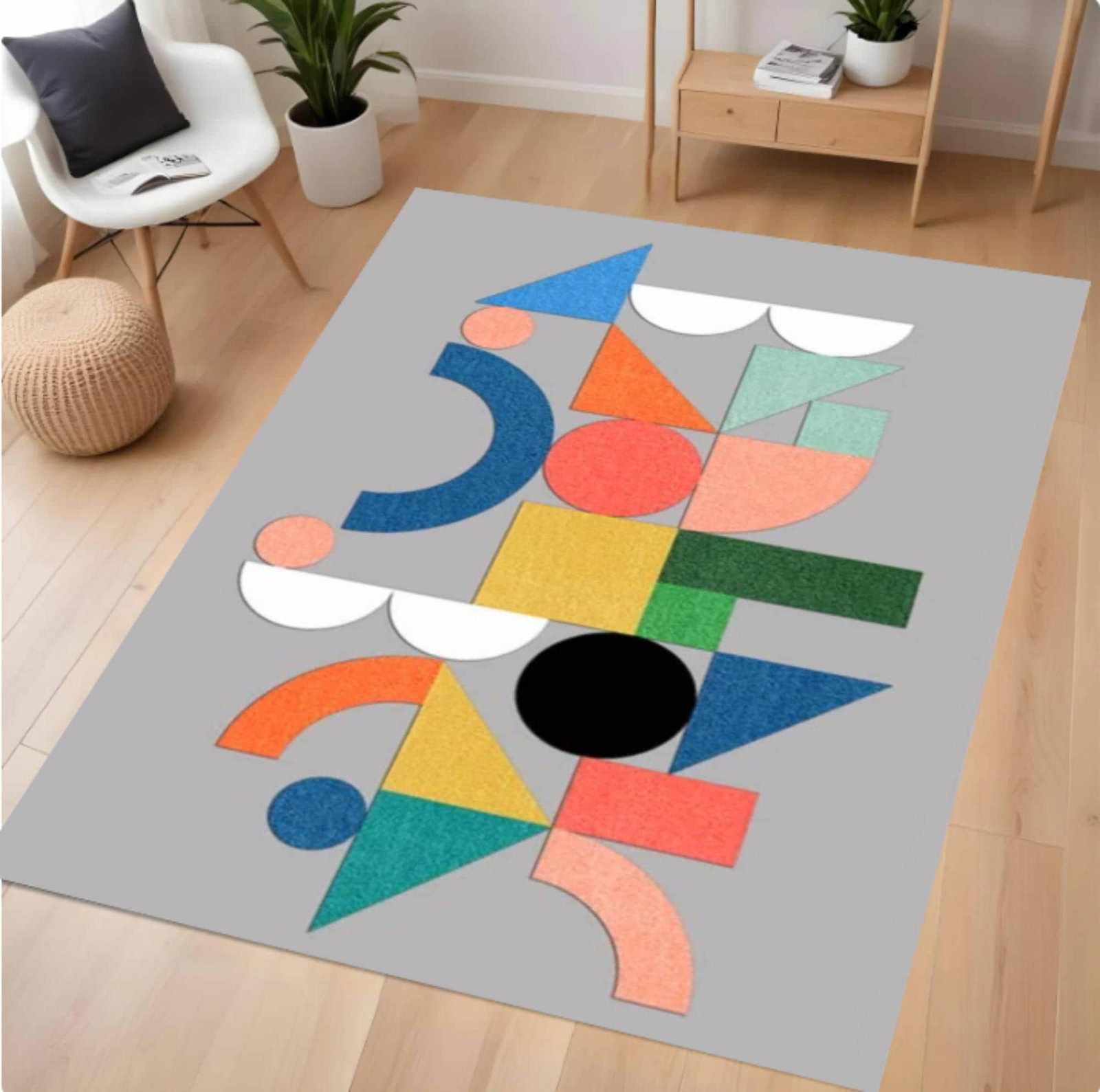 Geometric Bauhaus Area Rug | Modern Abstract Non-Slip CarpetTVC1708357