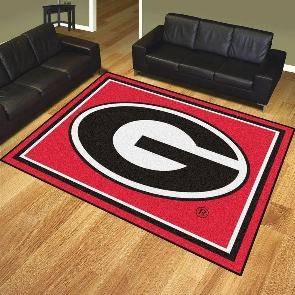 Georgia Bulldogs Rug - Living Room Floor Decor Black and Red