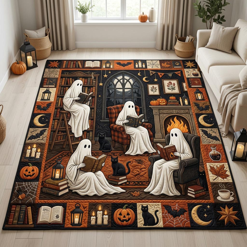 Ghost Library Reading Night Area Rug - Non-Slip Washable 3D Print Rug for Living Room & BedroomTVC210862