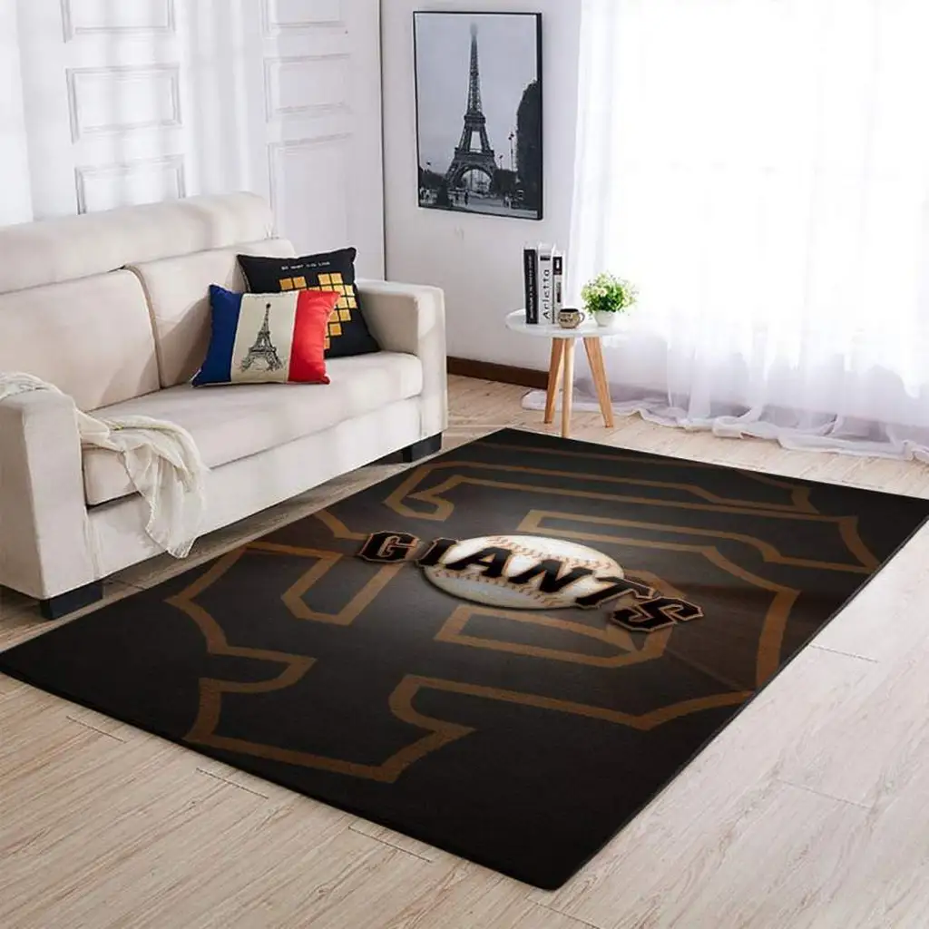 Giants Baseball Logo Area Rug for Living Room Decor Black and Brown