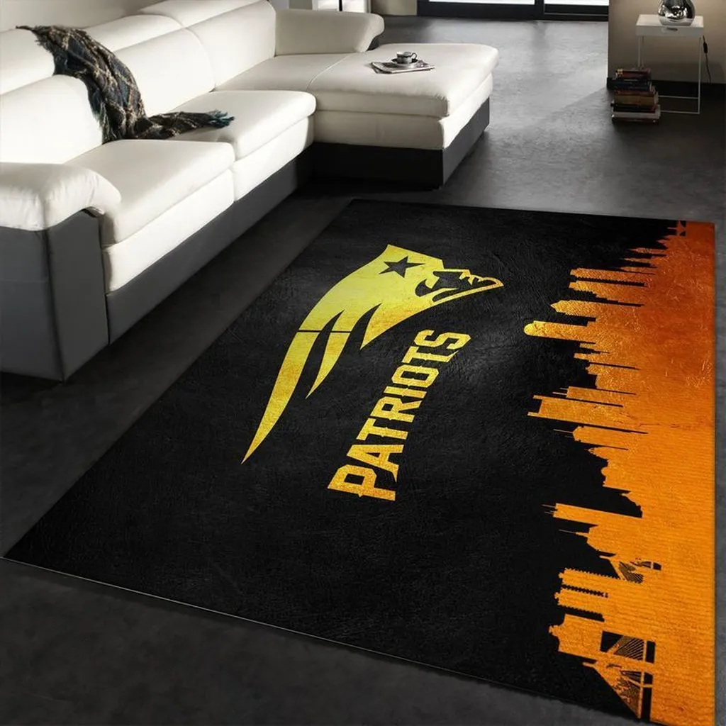 Giants Football Helmet Team Logo Area Rug for Fans Black and Orange