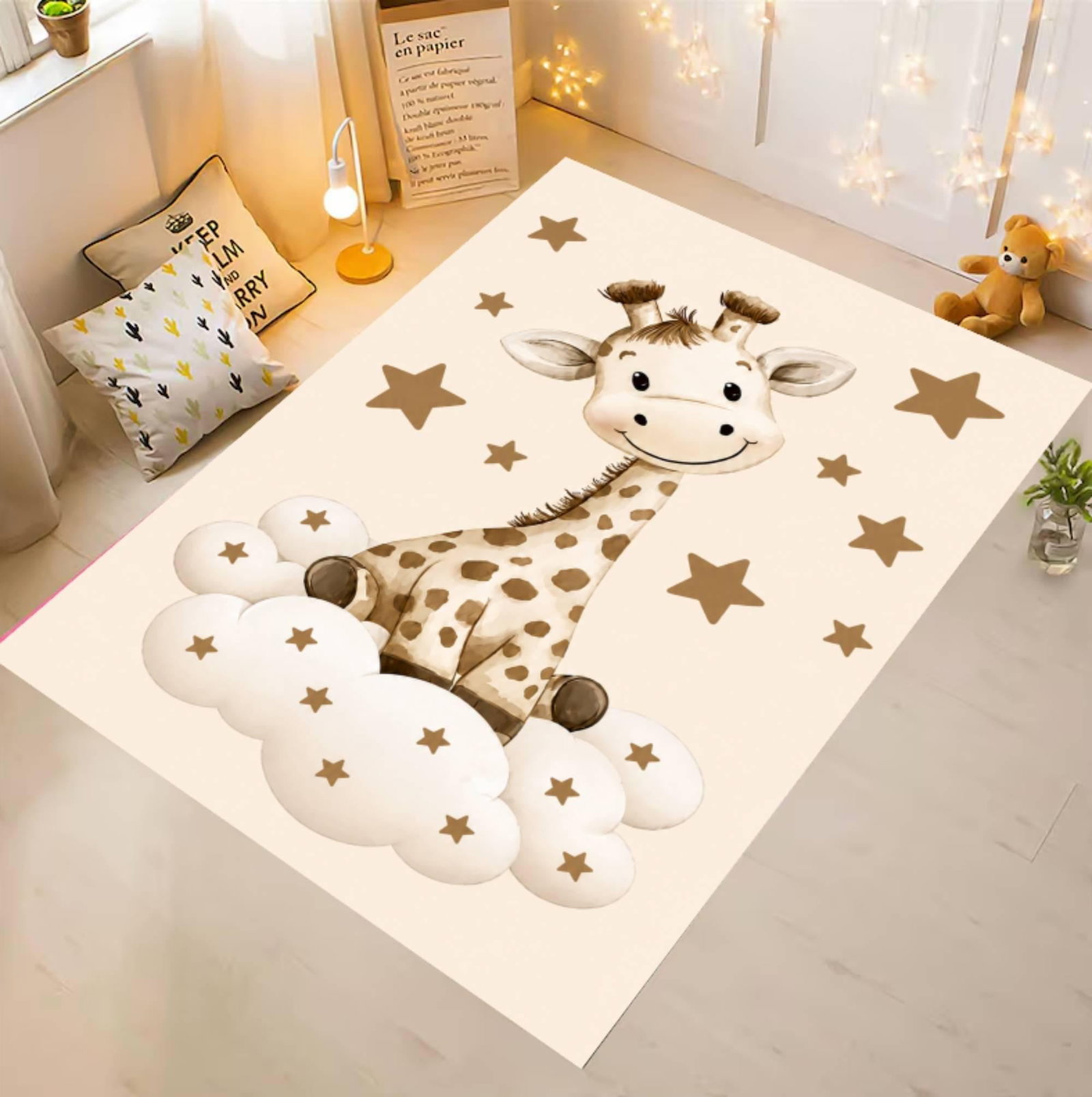 Giraffe Kids Room Rug Safari Kids Room Rug Washable Non-slipTVC1708368
