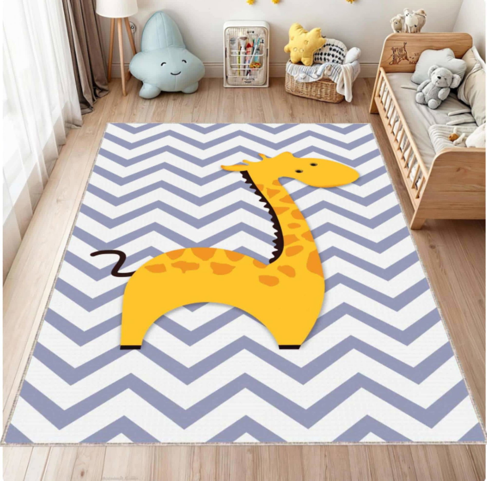 Giraffe Kids Rug Chevron Kids Room Rug Washable Playroom MatTVC1708357