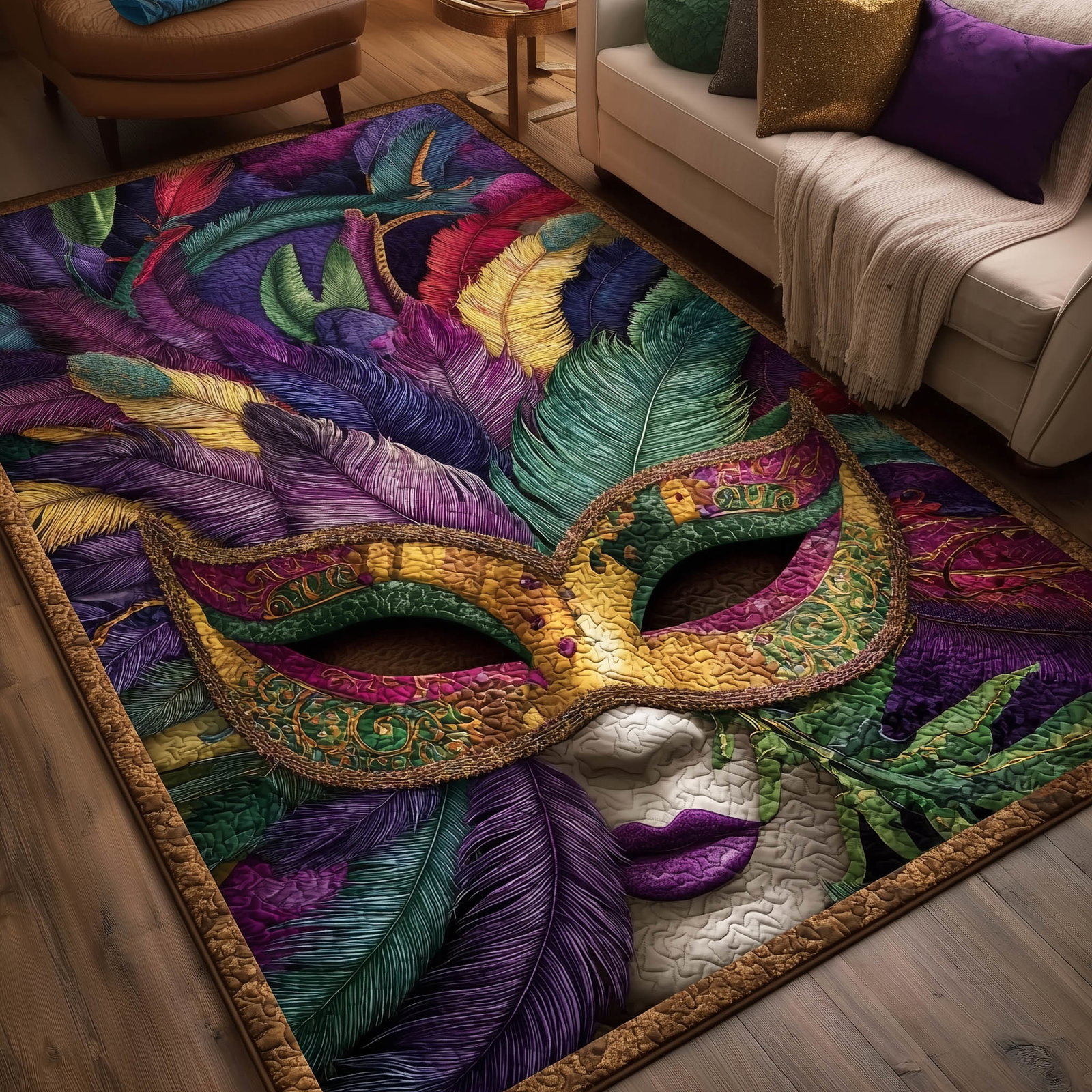 Glamour Carnival Area Rug - Non-Slip Washable 3D Print Rug for Living Room & BedroomTVC2108160