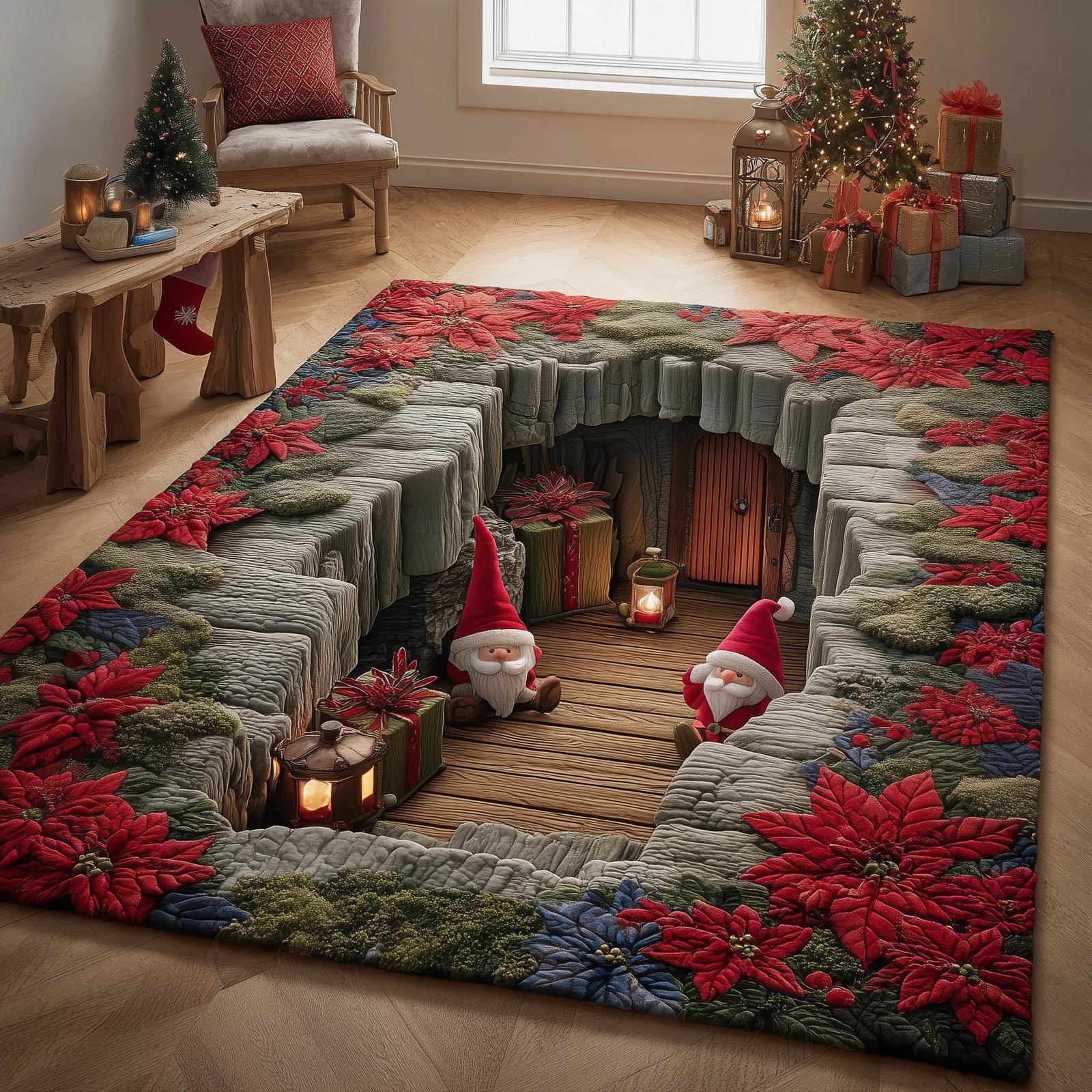 Gnome Secret Chamber Area Rug - Non-Slip Washable 3D Print Rug for Living Room & BedroomTVC2108160