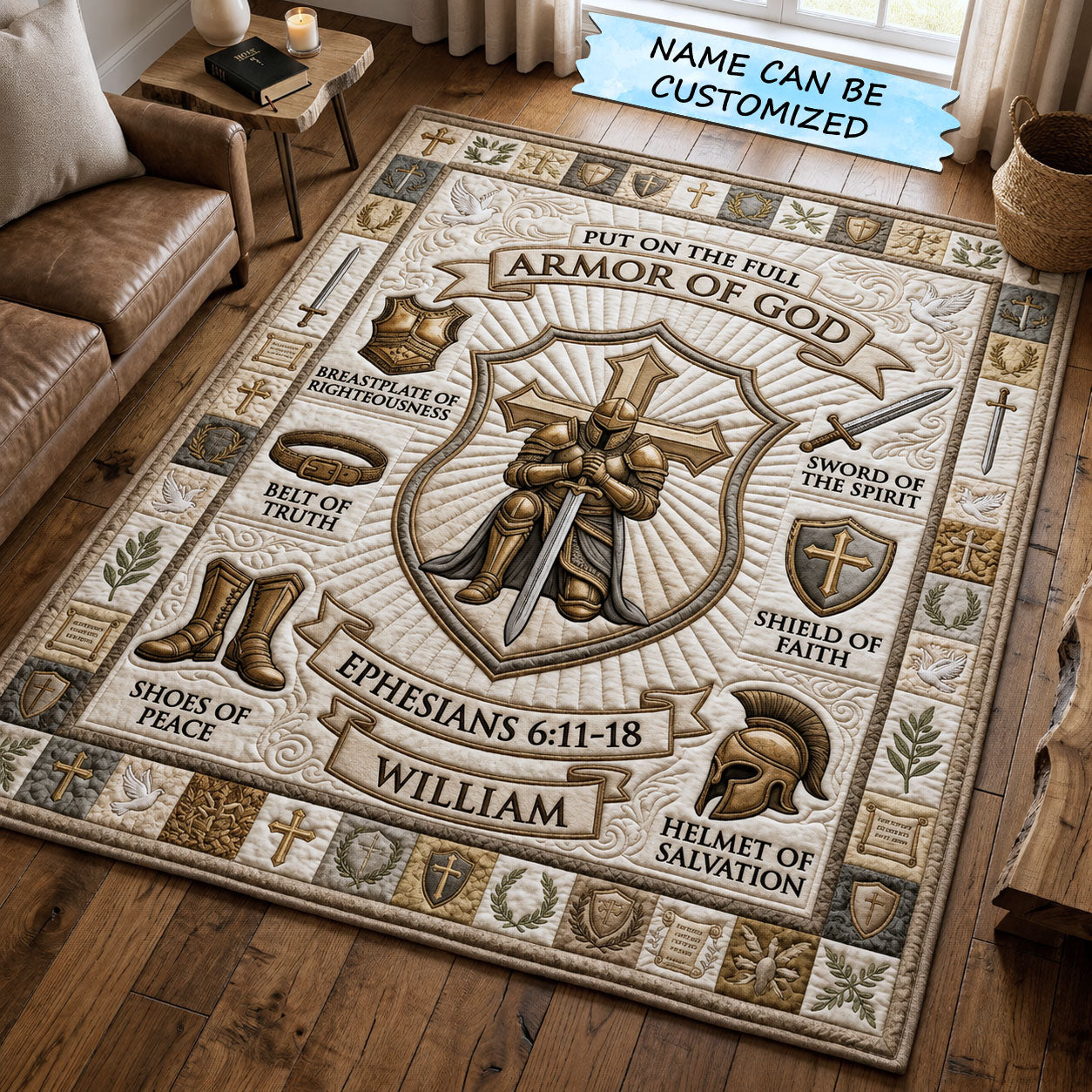 Golden Gauntlet Sword Crest Area Rug - Non-Slip Washable 3D Print Rug for Living Room & BedroomTVC210856
