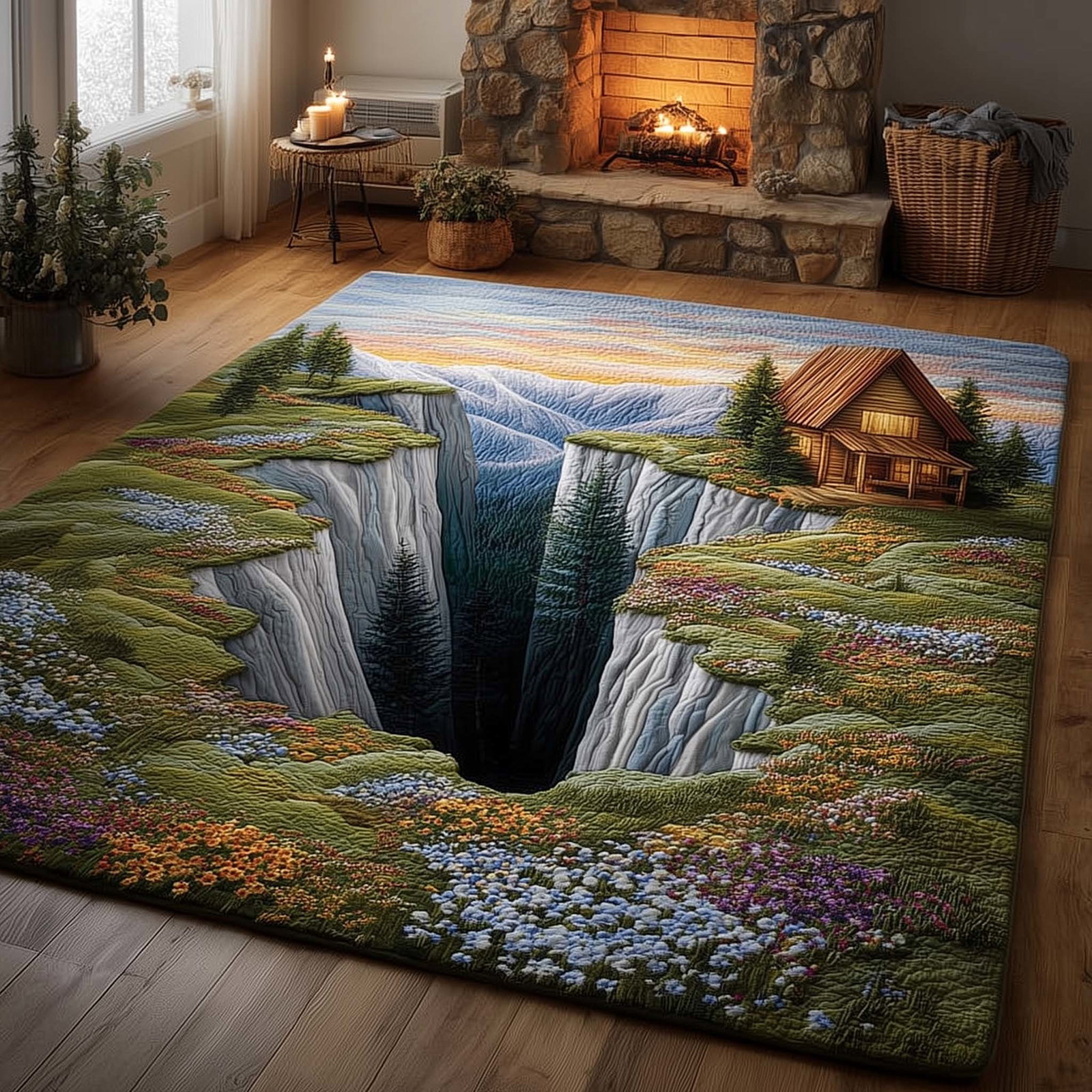 Golden Meadows Area Rug - Non-Slip Washable 3D Print Rug for Living Room & Bedroom (DesignTVC2108201