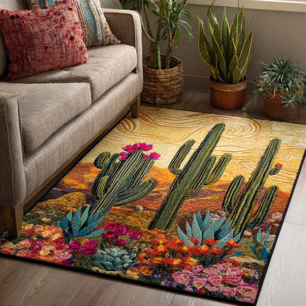 Golden Oasis Area Rug - Non-Slip Washable 3D Print Rug for Living Room & BedroomTVC2108129
