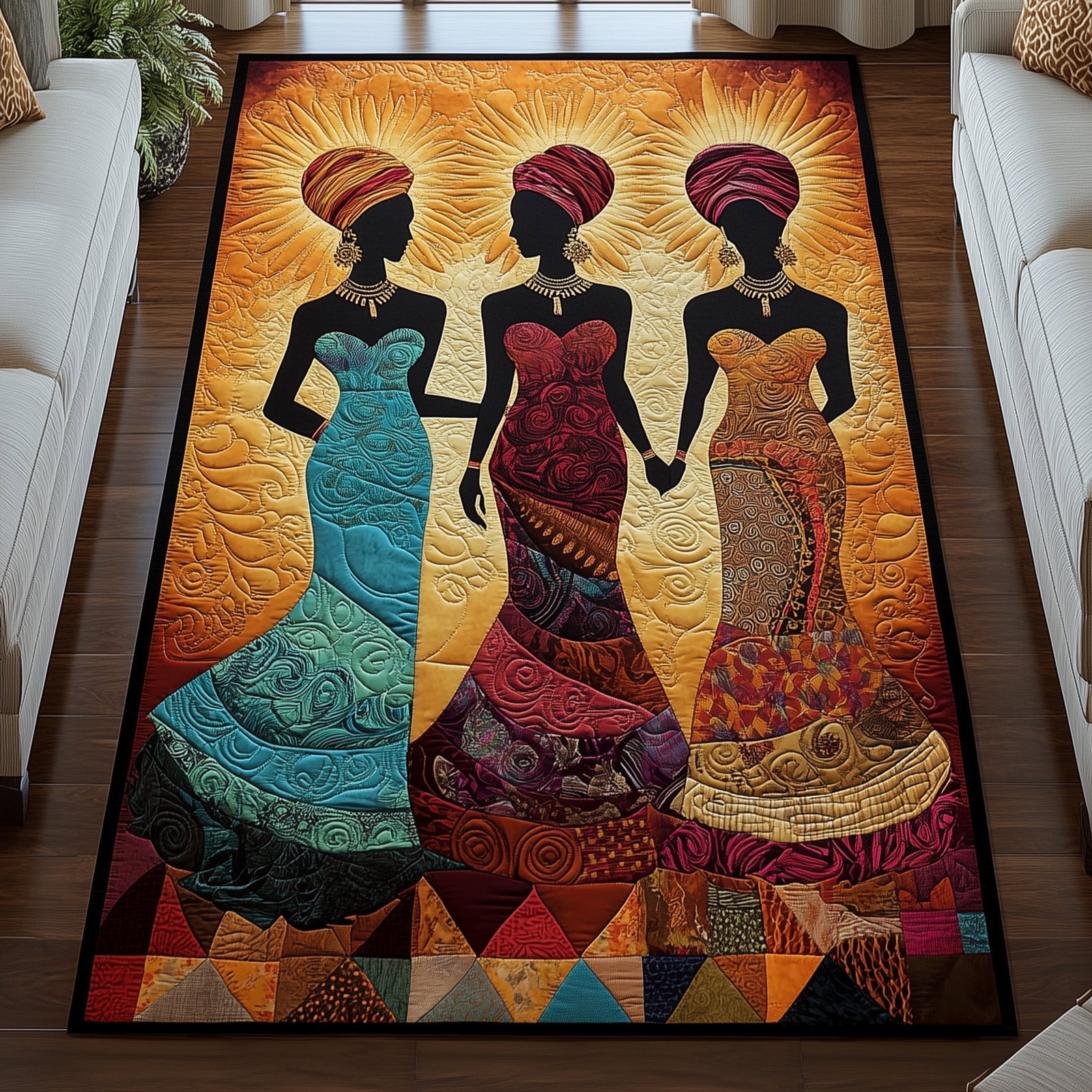 Golden Queens Area Rug - Non-Slip Washable 3D Print Rug for Living Room & BedroomTVC2108148