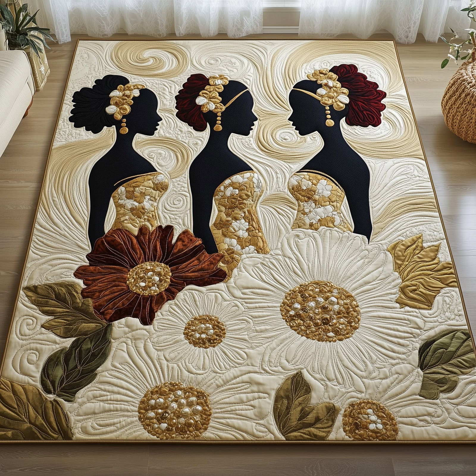 Golden Queens Area Rug - Non-Slip Washable 3D Print Rug for Living Room & BedroomTVC2108149