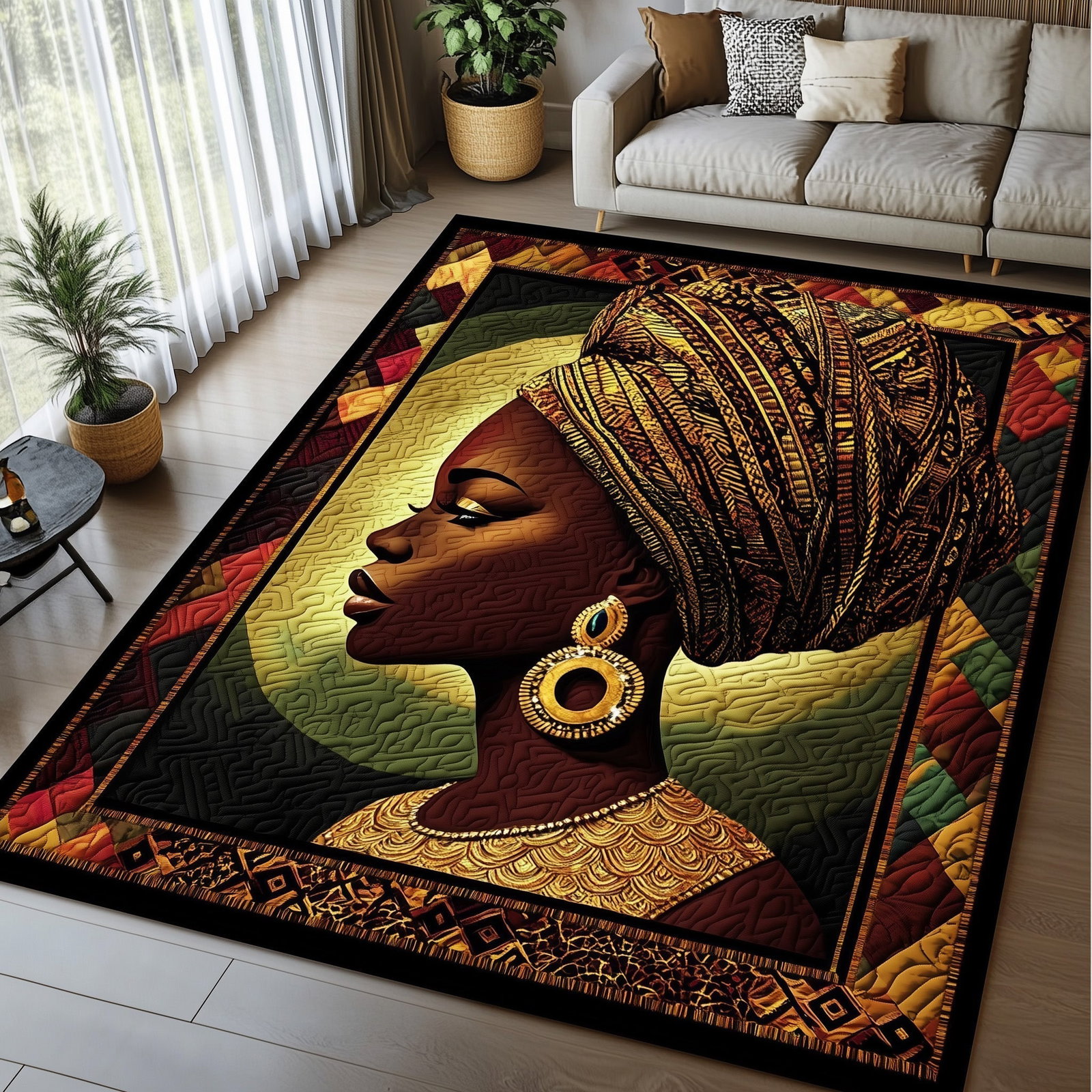 Golden Queens Area Rug - Non-Slip Washable 3D Print Rug for Living Room & BedroomTVC2108160