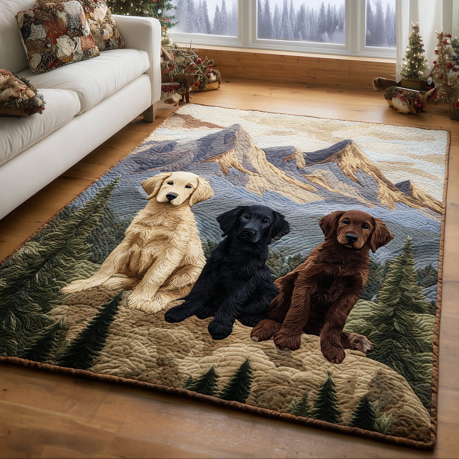 Golden Retriever Gang Area Rug - Non-Slip Washable 3D Print Rug for Living Room & BedroomTVC2108160