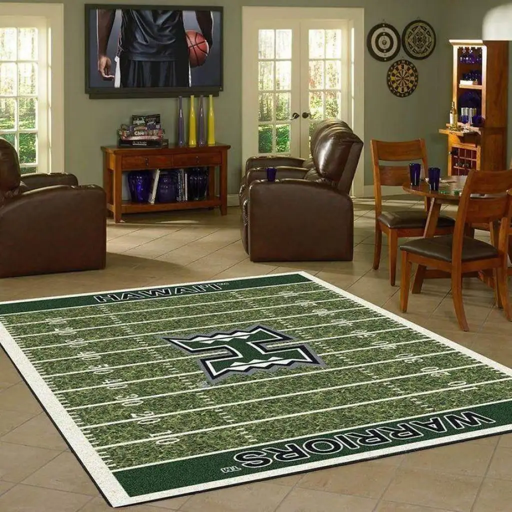 Golden State Warriors Rug - Hawaii Football for Living Room Decor Green and White