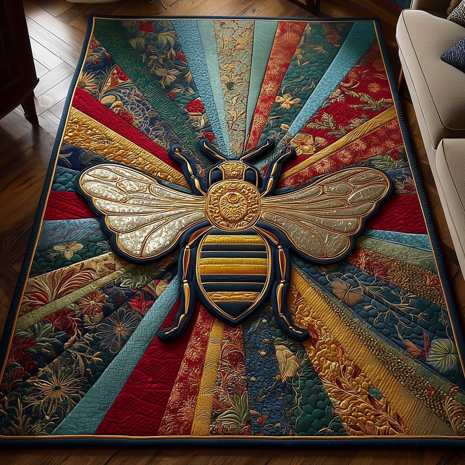 Golden Wing Area Rug - Non-Slip Washable 3D Print Rug for Living Room & Bedroom (DesignTVC2108176