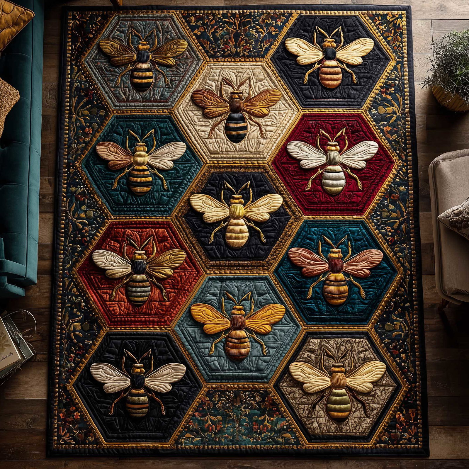 Golden Wing Area Rug - Non-Slip Washable 3D Print Rug for Living Room & BedroomTVC2108148