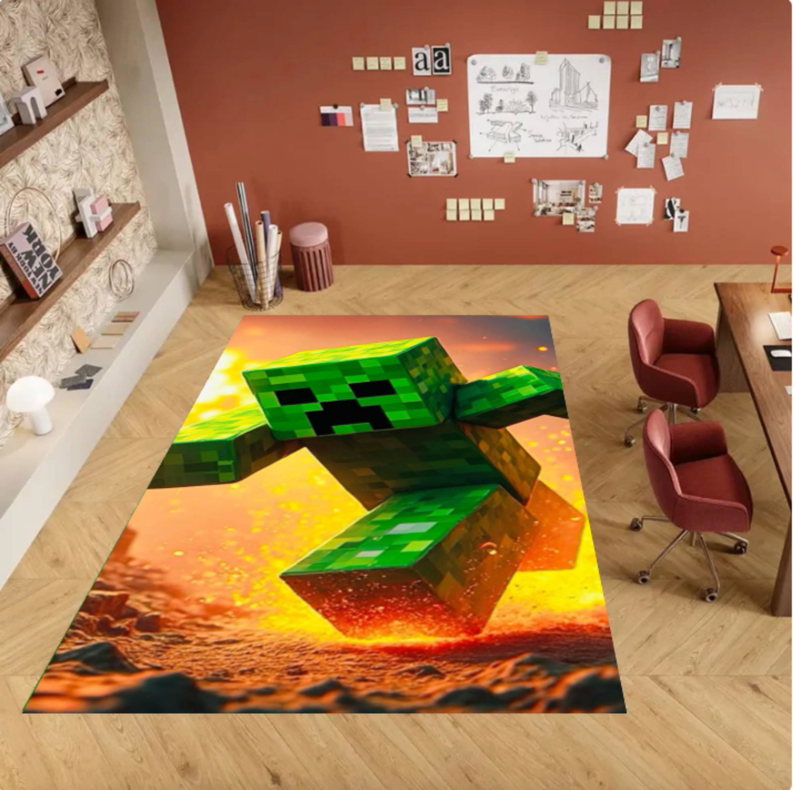 Green Pixel Monster Gaming-Inspired CarpetTVC1708379