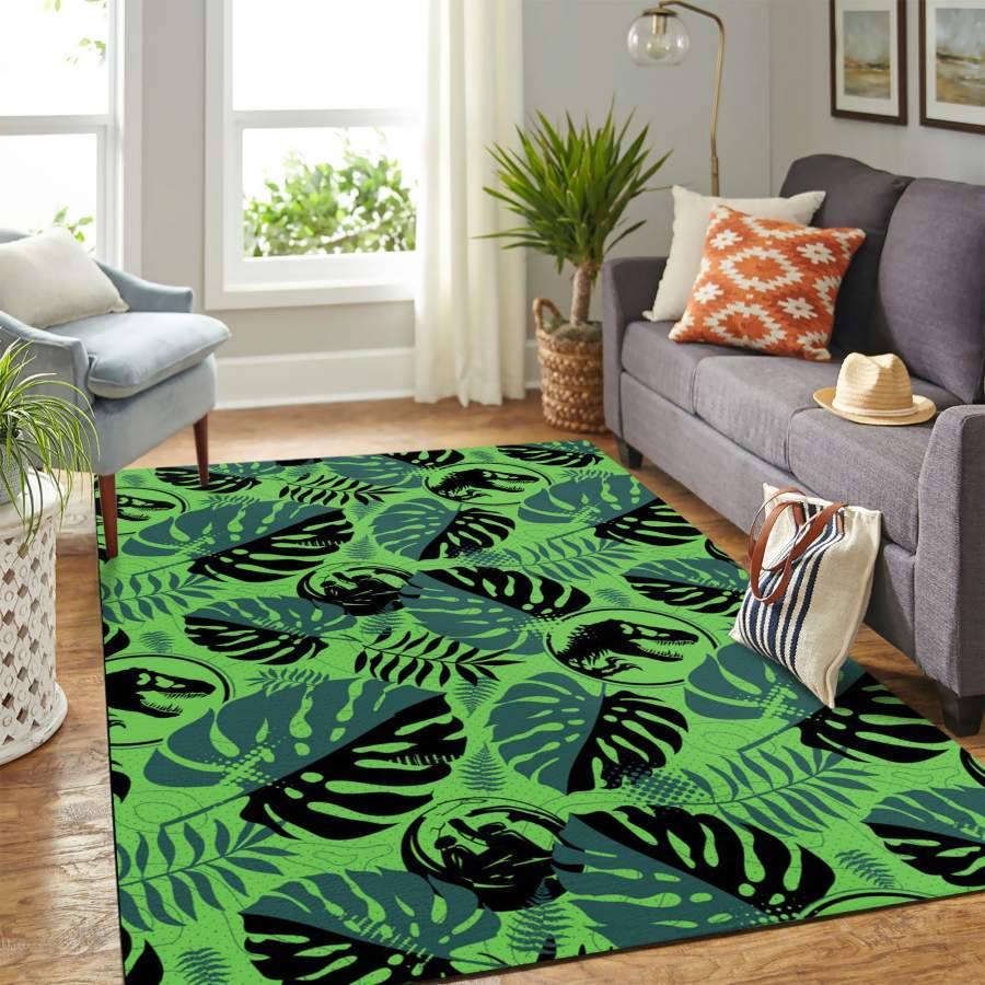 Greeny Tropical Leaves Area Rug