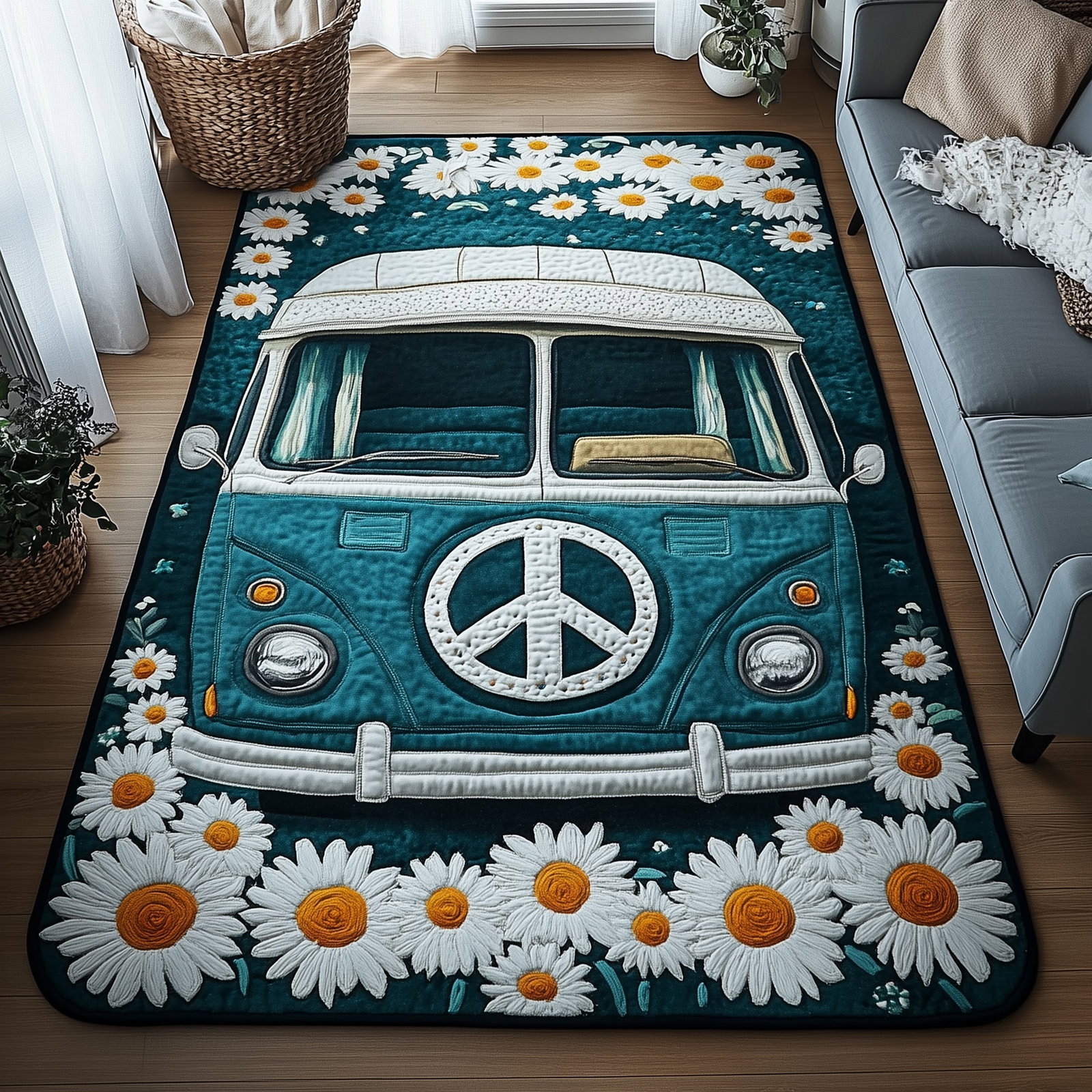 Groovy Vibes Area Rug - Non-Slip Washable 3D Print Rug for Living Room & Bedroom (DesignTVC2108176