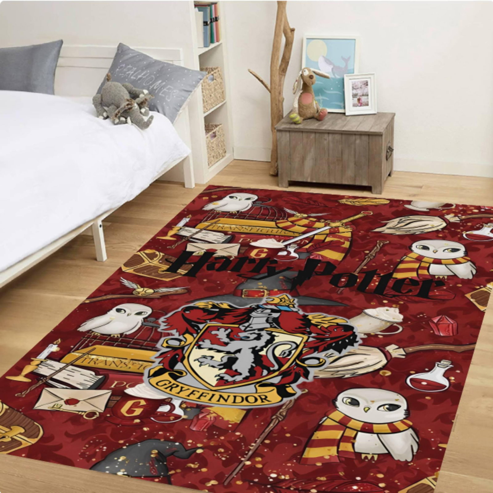 Gryphon Crest Owl Pattern Playroom RugTVC1708396