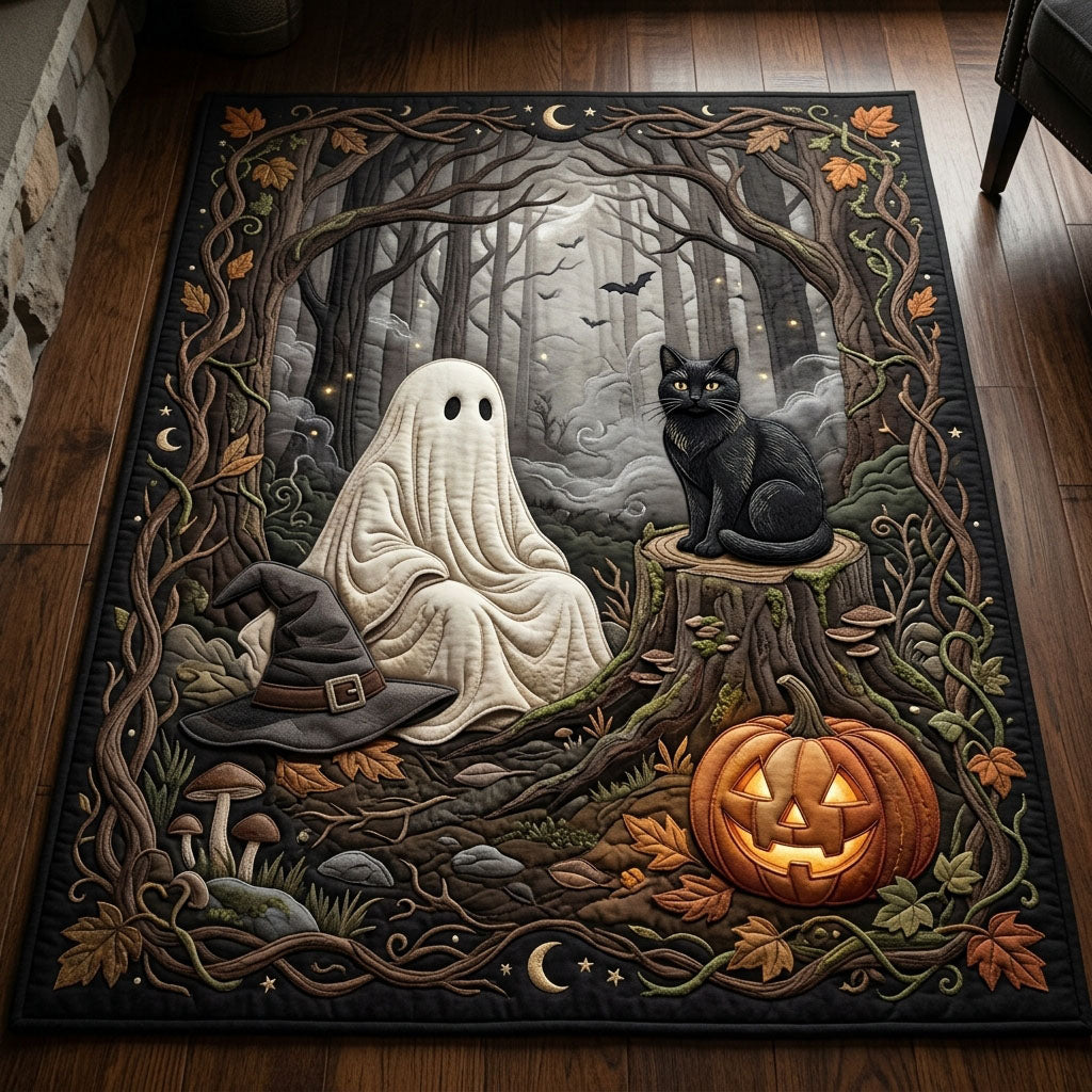 Halloween Ghost And Black Cat Area Rug - Non-Slip Washable 3D Print Rug for Living Room & Bedroom (DesignTVC2108201