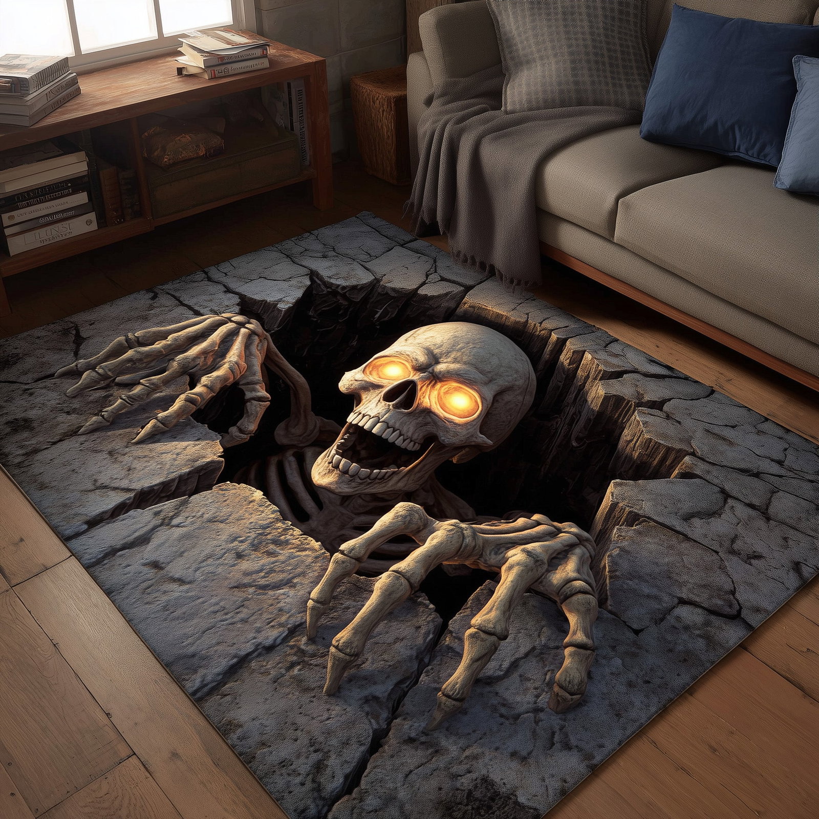 Halloween Horror Area Rug - Non-Slip Washable 3D Print Rug for Living Room & Bedroom (DesignTVC2108175