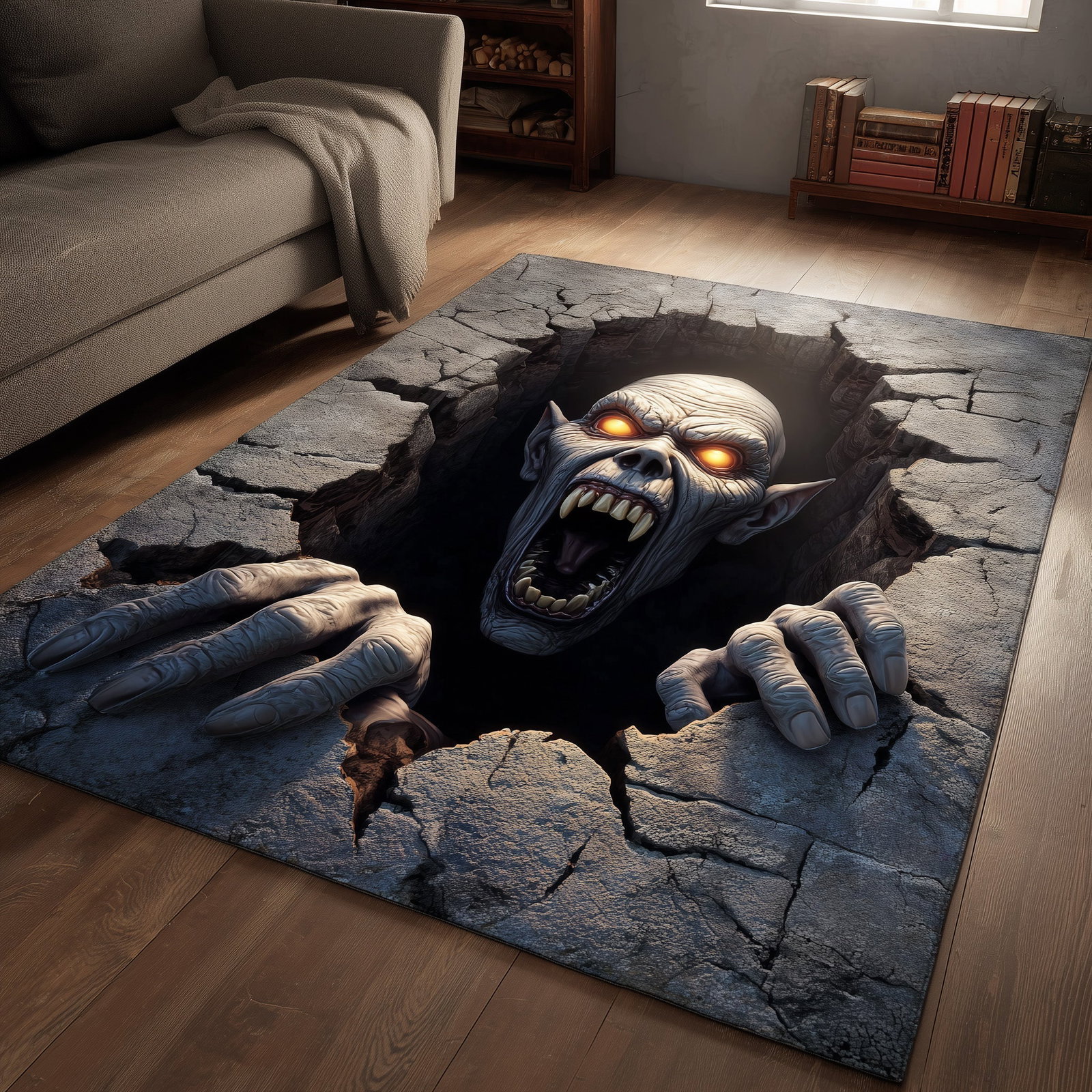 Halloween Horror Area Rug - Non-Slip Washable 3D Print Rug for Living Room & Bedroom (DesignTVC2108176