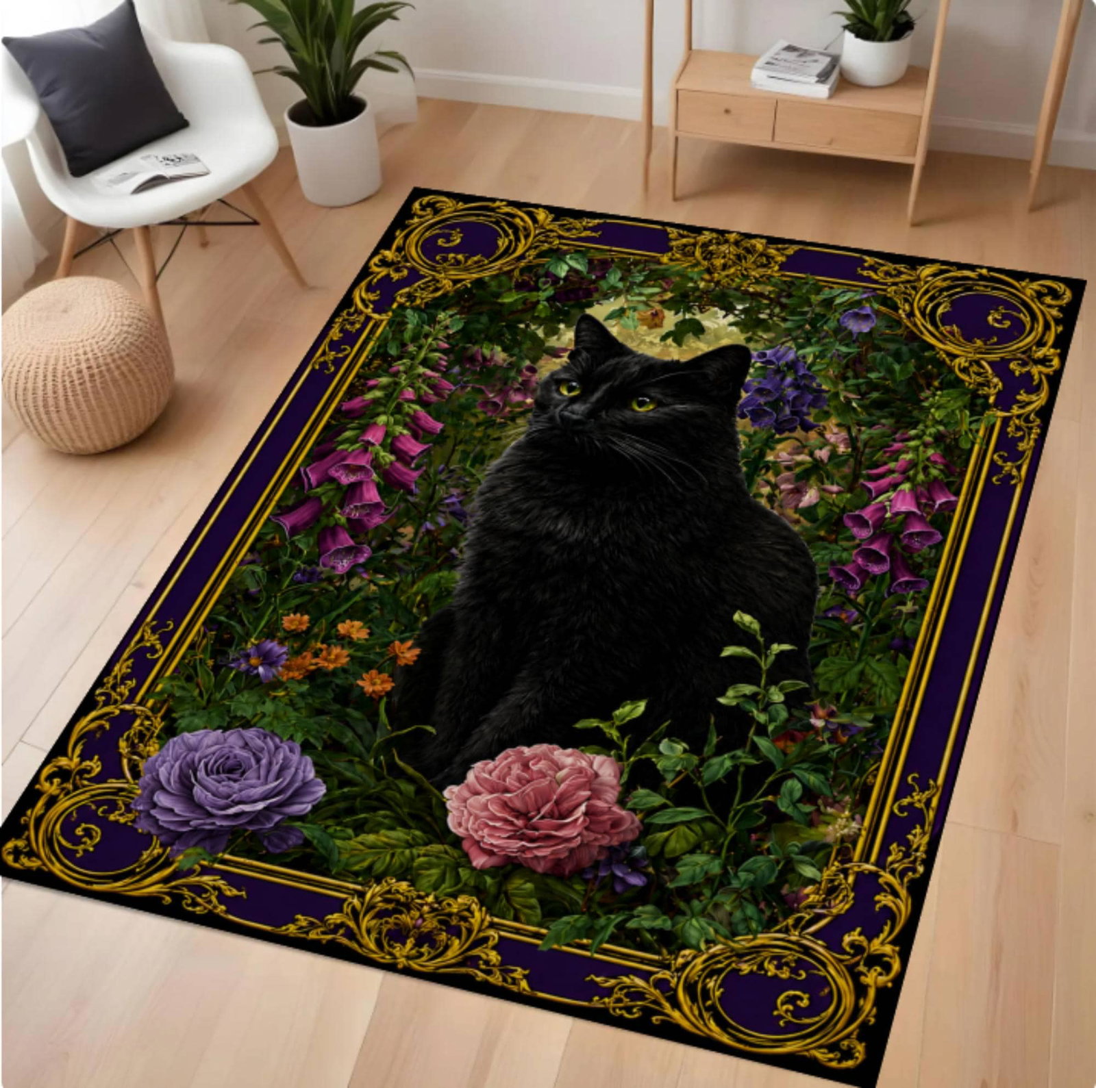 Halloween Rug with Black Cat Gothic Rug Washable Non-slip RugTVC1708374