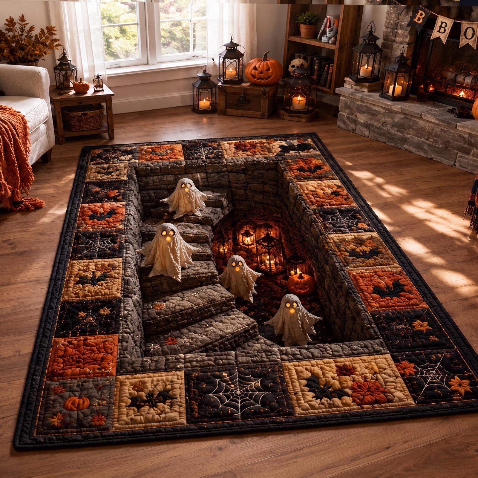 Haunted Stairway Area Rug - Non-Slip Washable 3D Print Rug for Living Room & BedroomTVC210872