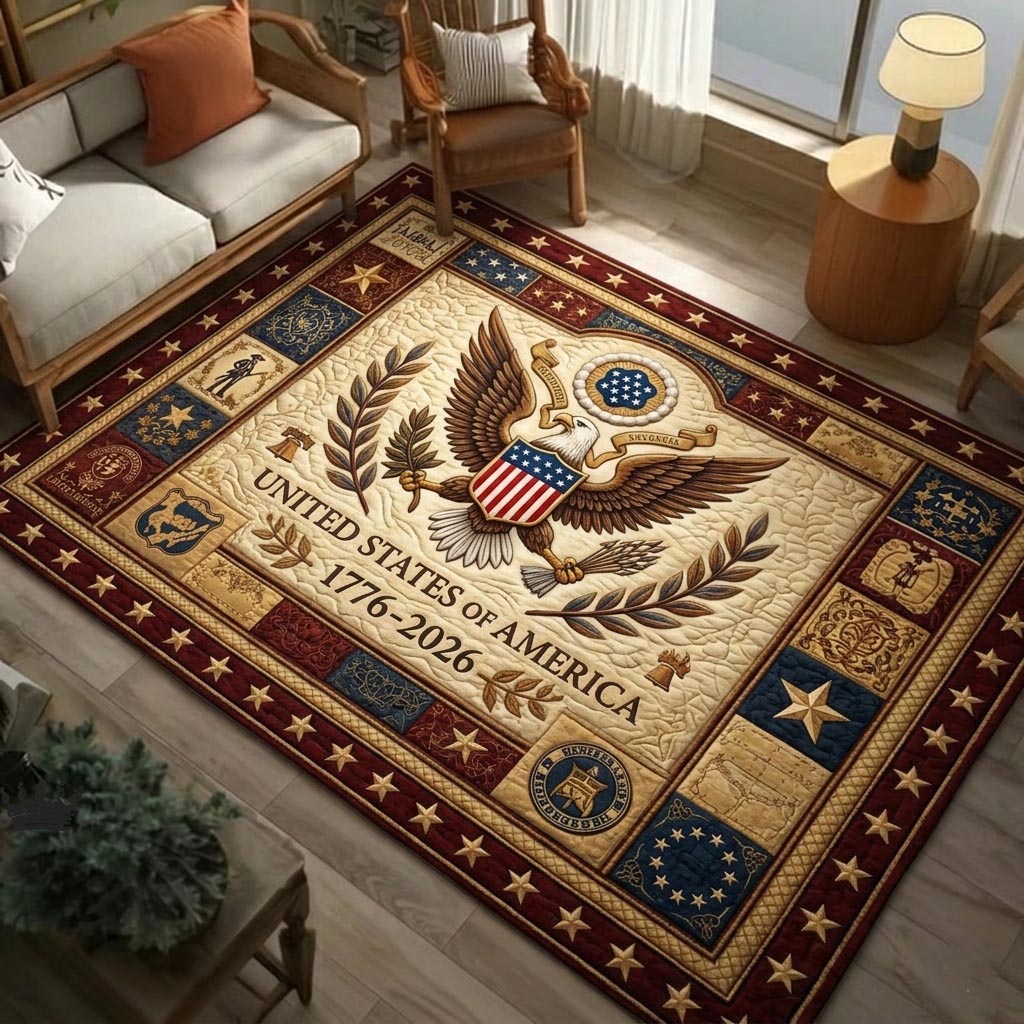 Heritage Patch Area Rug - Non-Slip Washable 3D Print Rug for Living Room & Bedroom (DesignTVC2108173